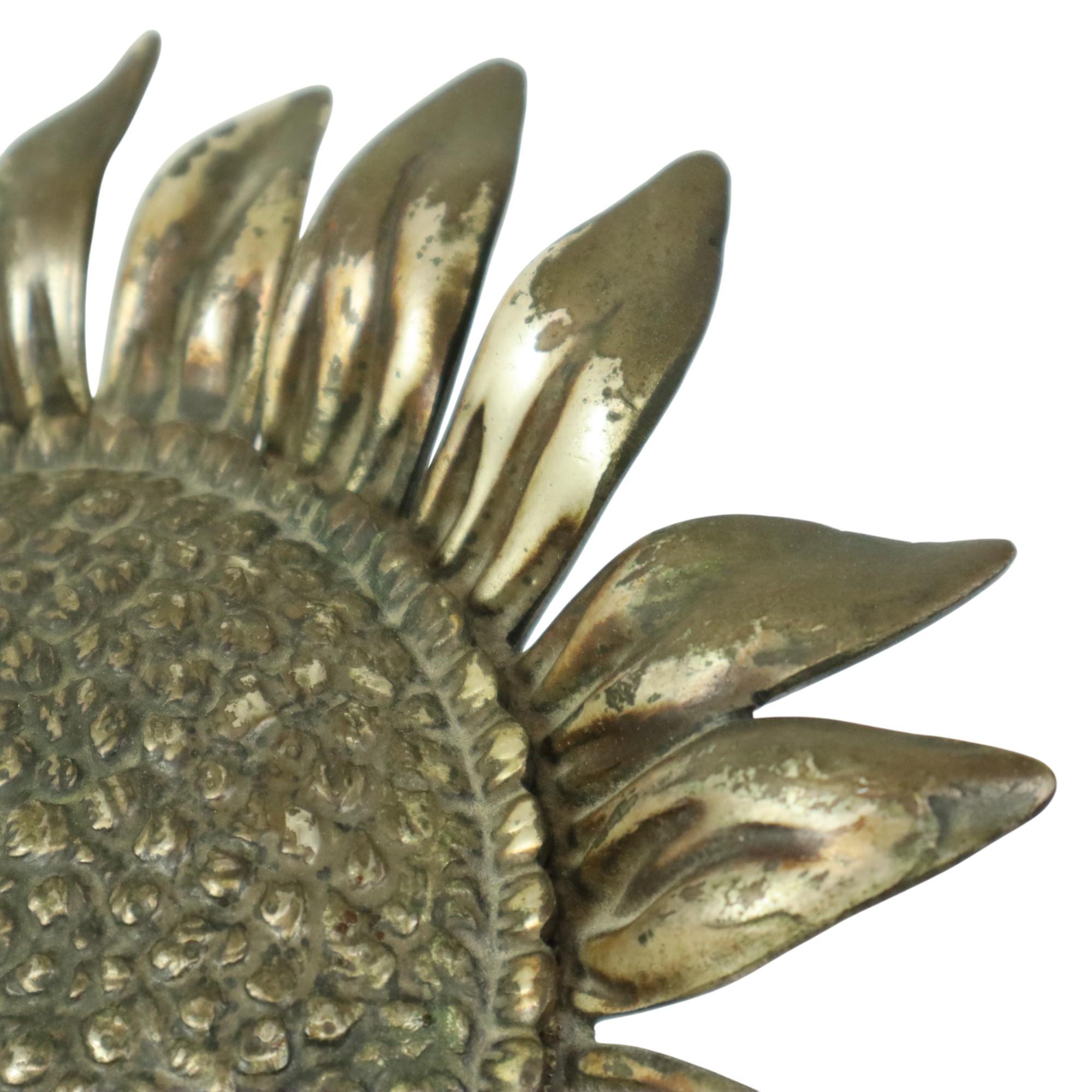 Bronzo Posacenere girasole grande in bronzo placcato argento S. Agudo 62 cm in vendita