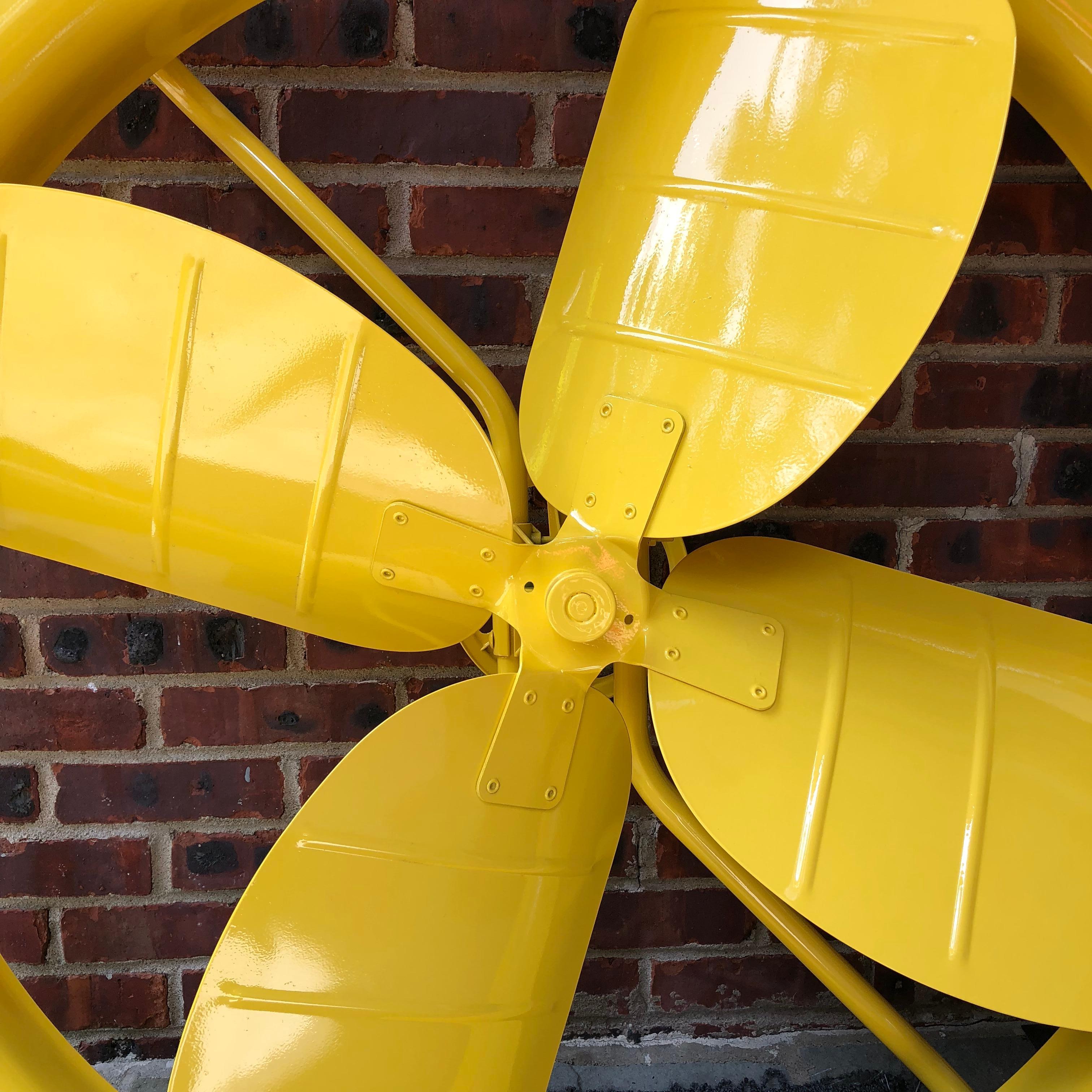 Large Sunshine Yellow Powder-Coated Industrial Fan For Sale 4