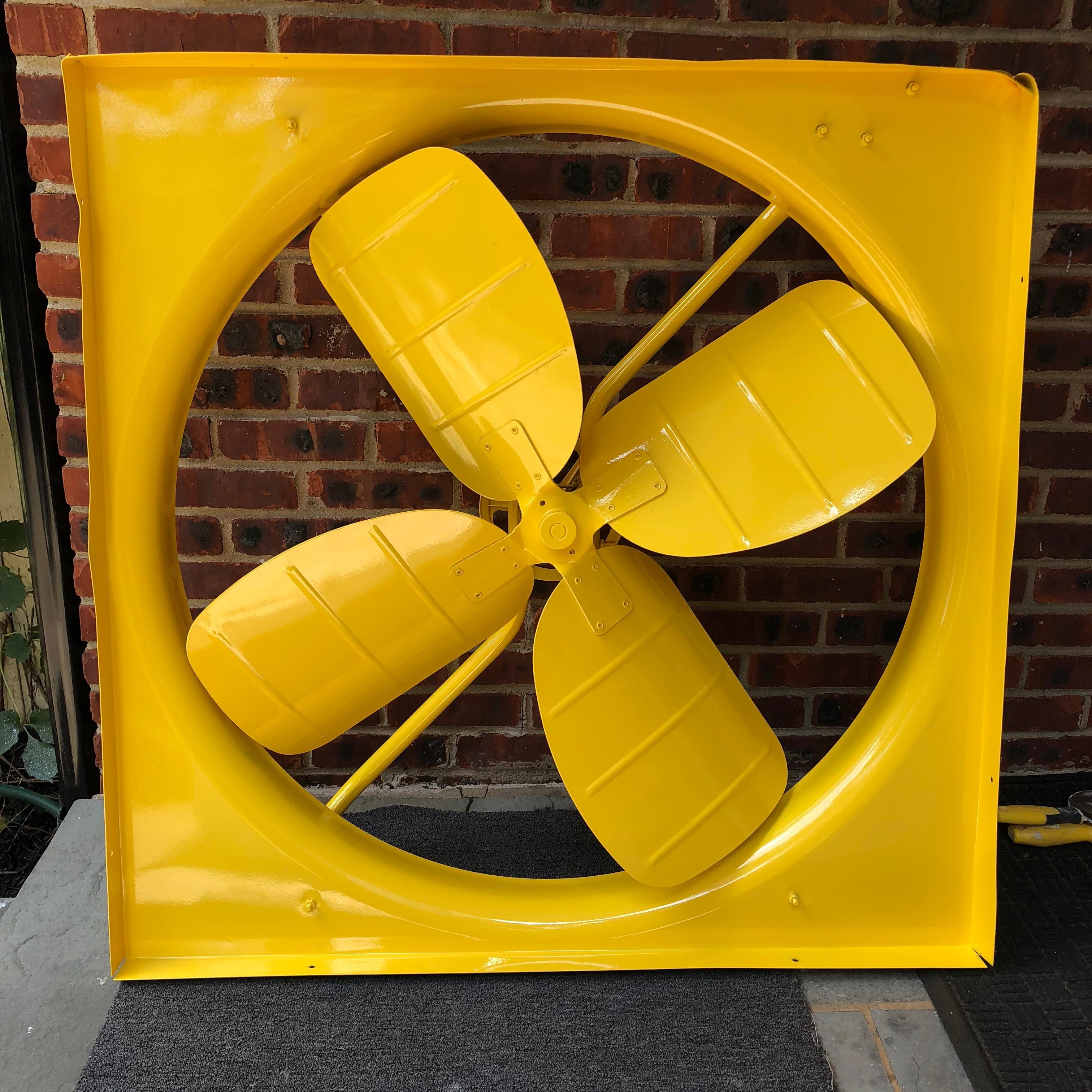 Large Sunshine Yellow Powder-Coated Industrial Fan For Sale 5