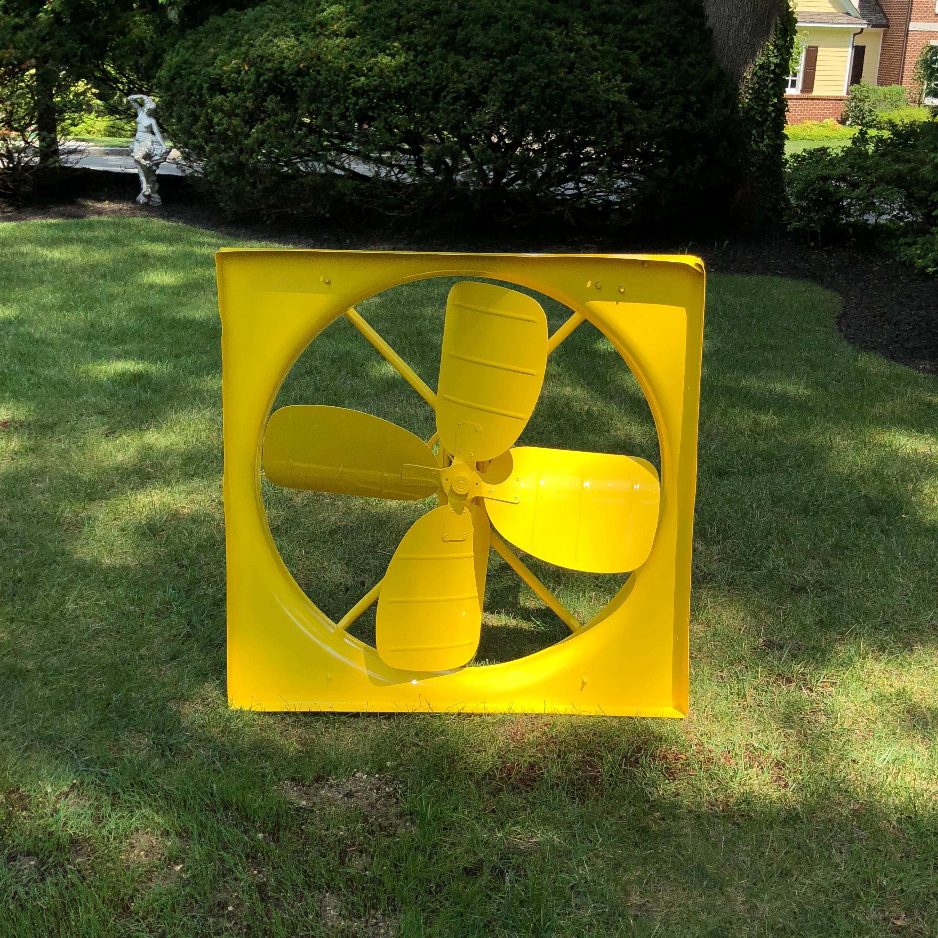 Large Sunshine Yellow Powder-Coated Industrial Fan For Sale 8