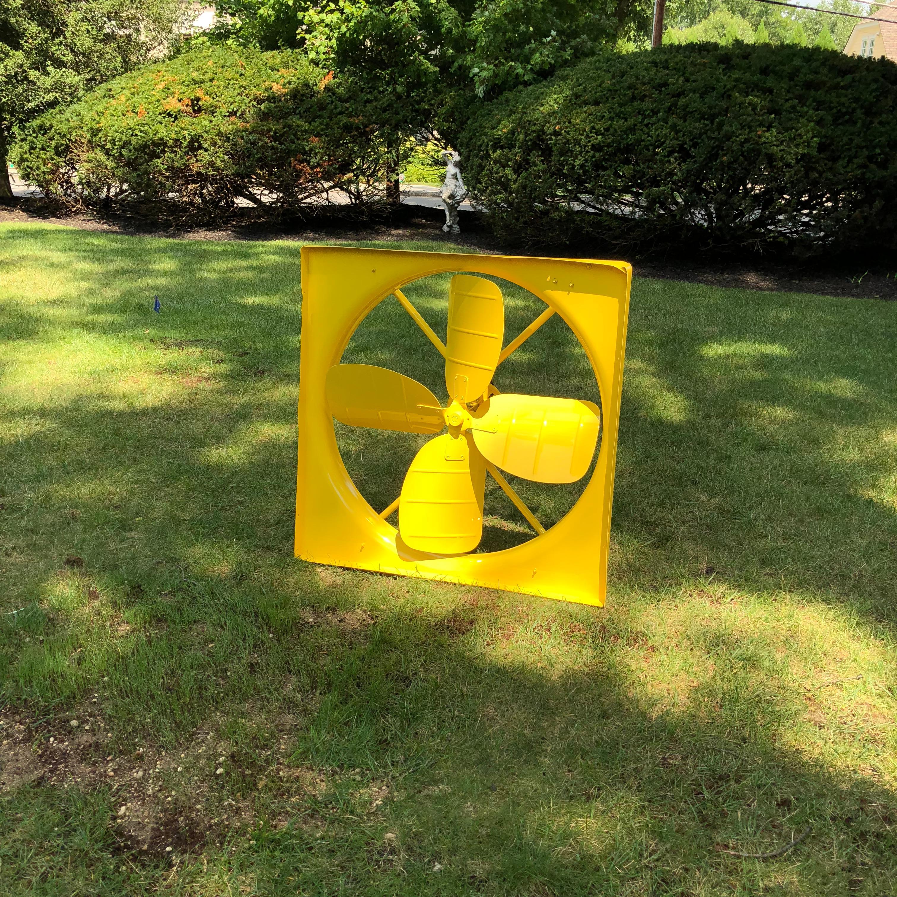 Large Sunshine Yellow Powder-Coated Industrial Fan For Sale 9