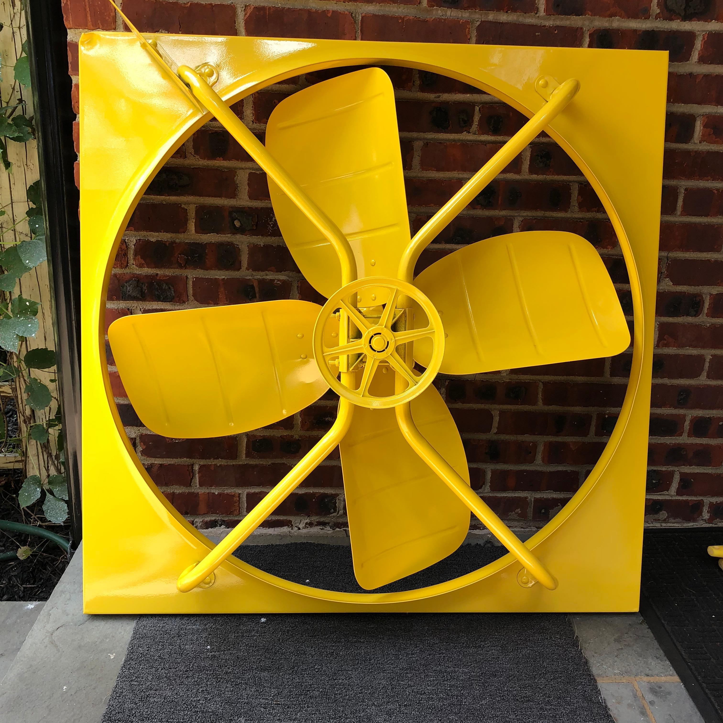 Metal Large Sunshine Yellow Powder-Coated Industrial Fan For Sale