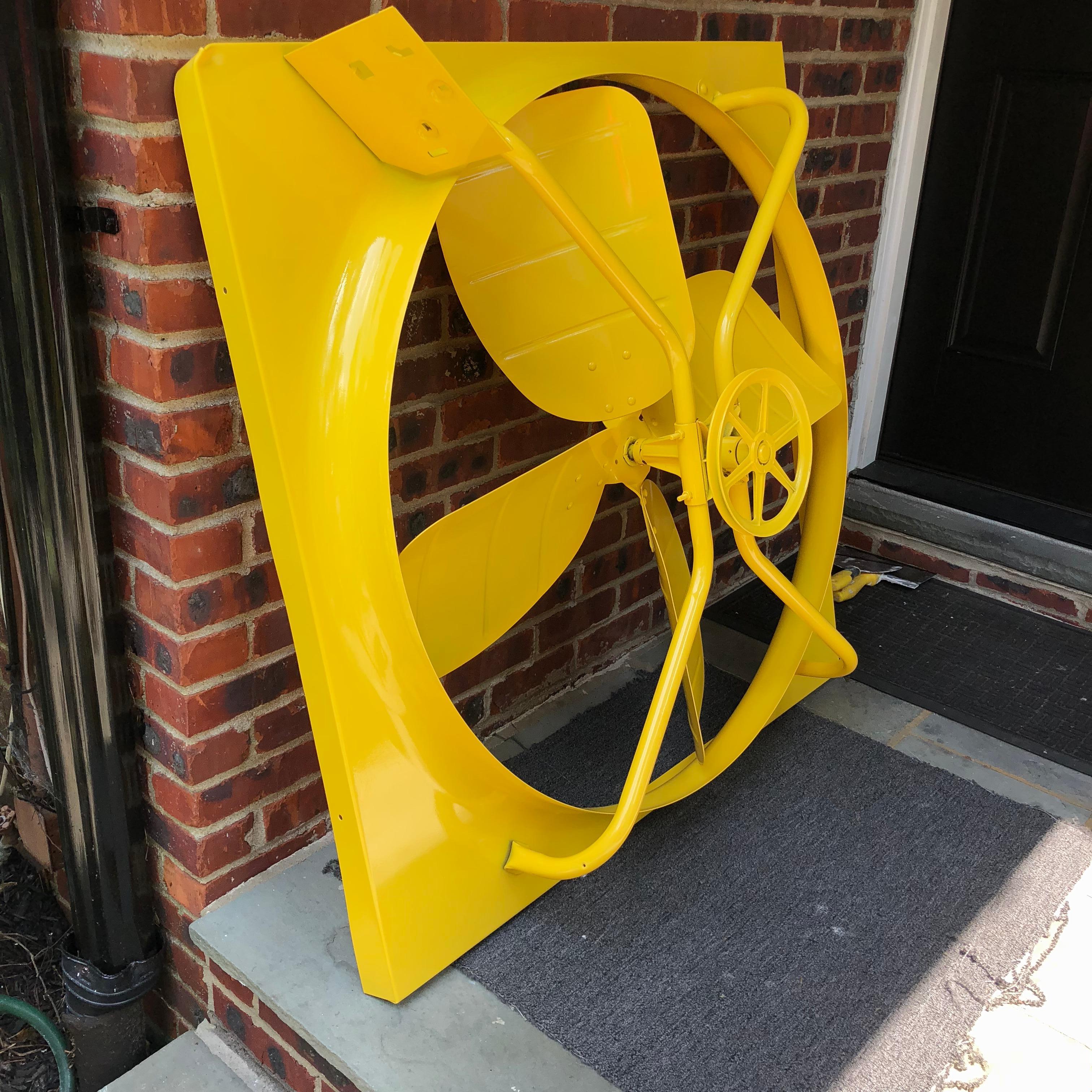Large Sunshine Yellow Powder-Coated Industrial Fan For Sale 1