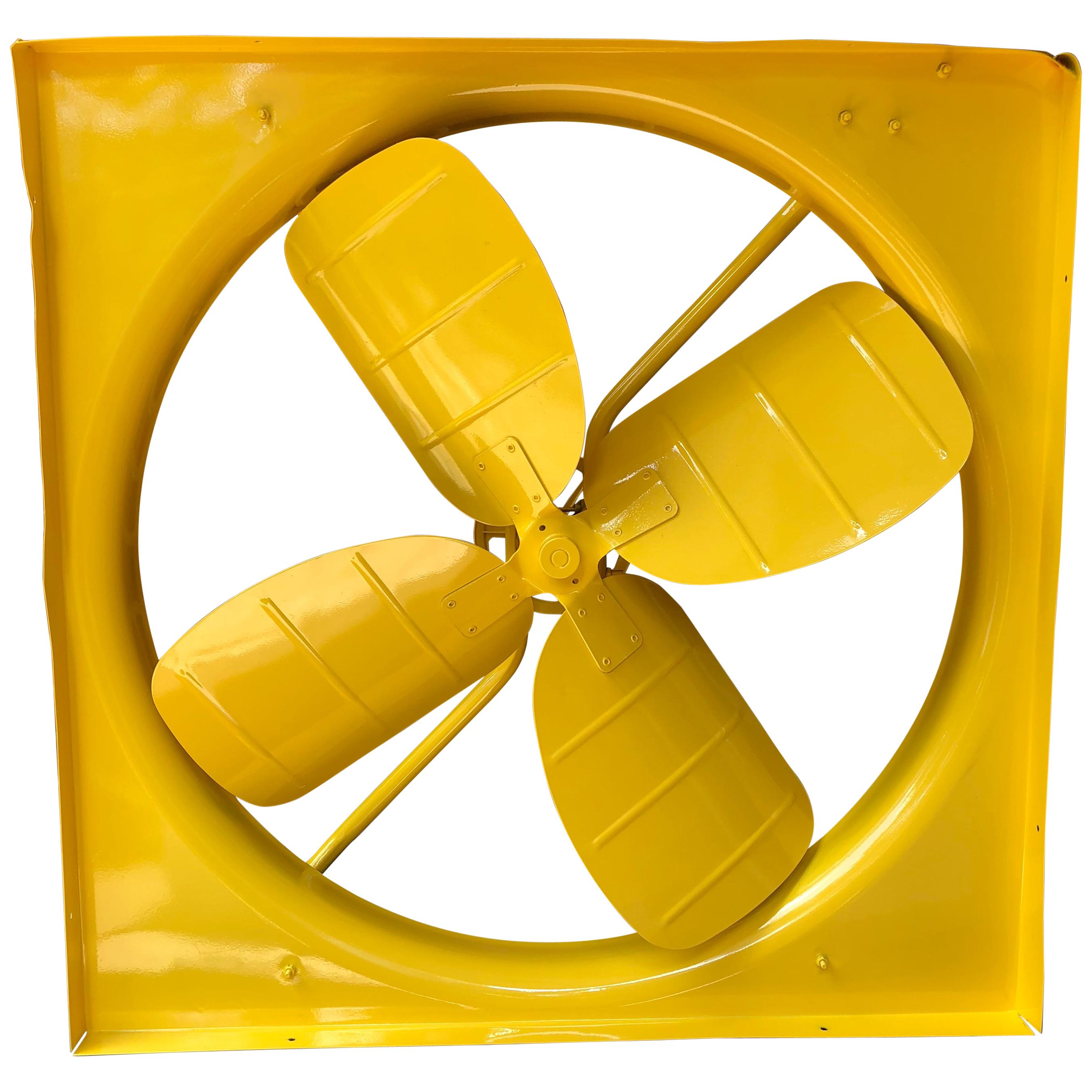 Large Sunshine Yellow Powder-Coated Industrial Fan For Sale