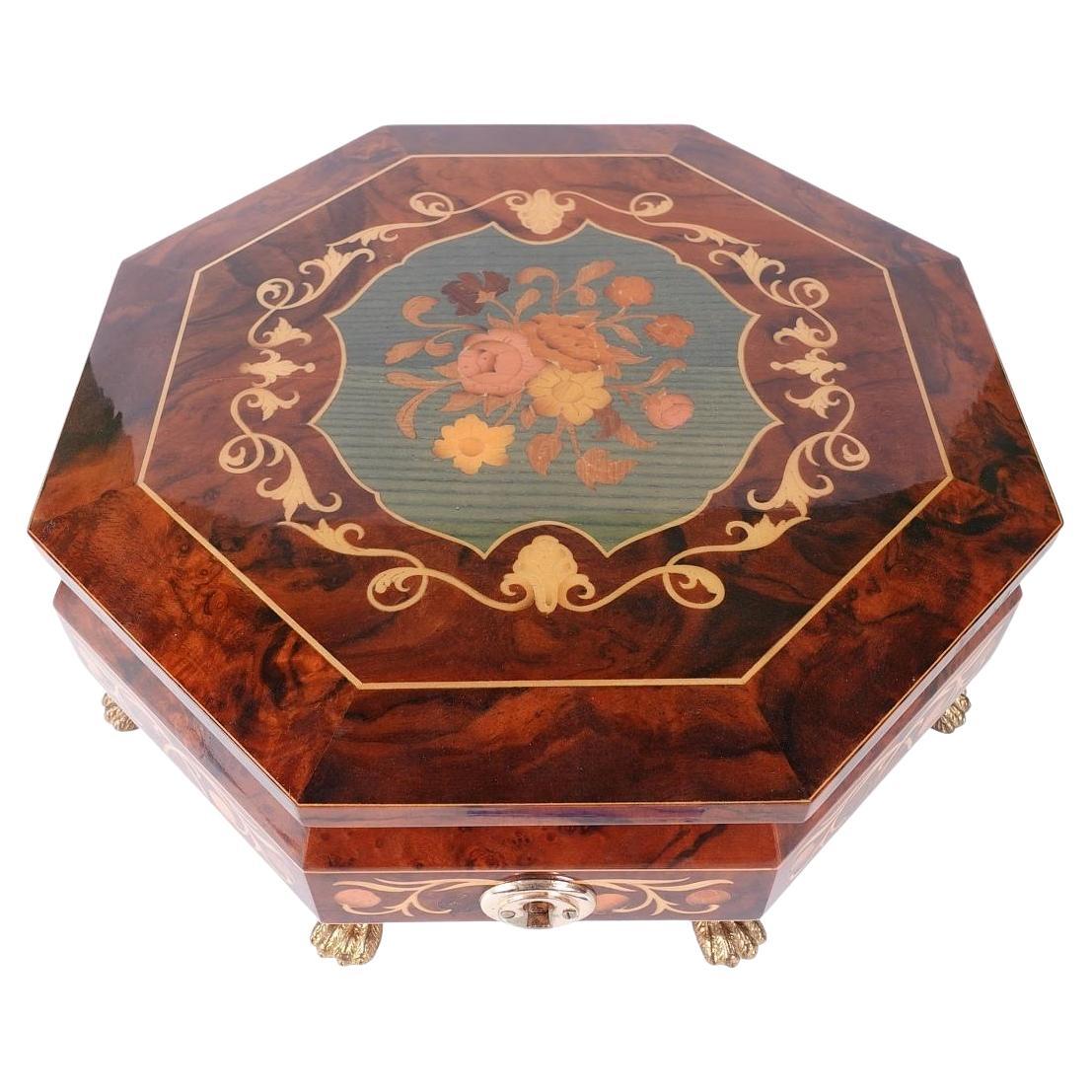 Large Super Deluxe Italian Inlaid Music Box with 32 Note Swiss Reuge Cylinder