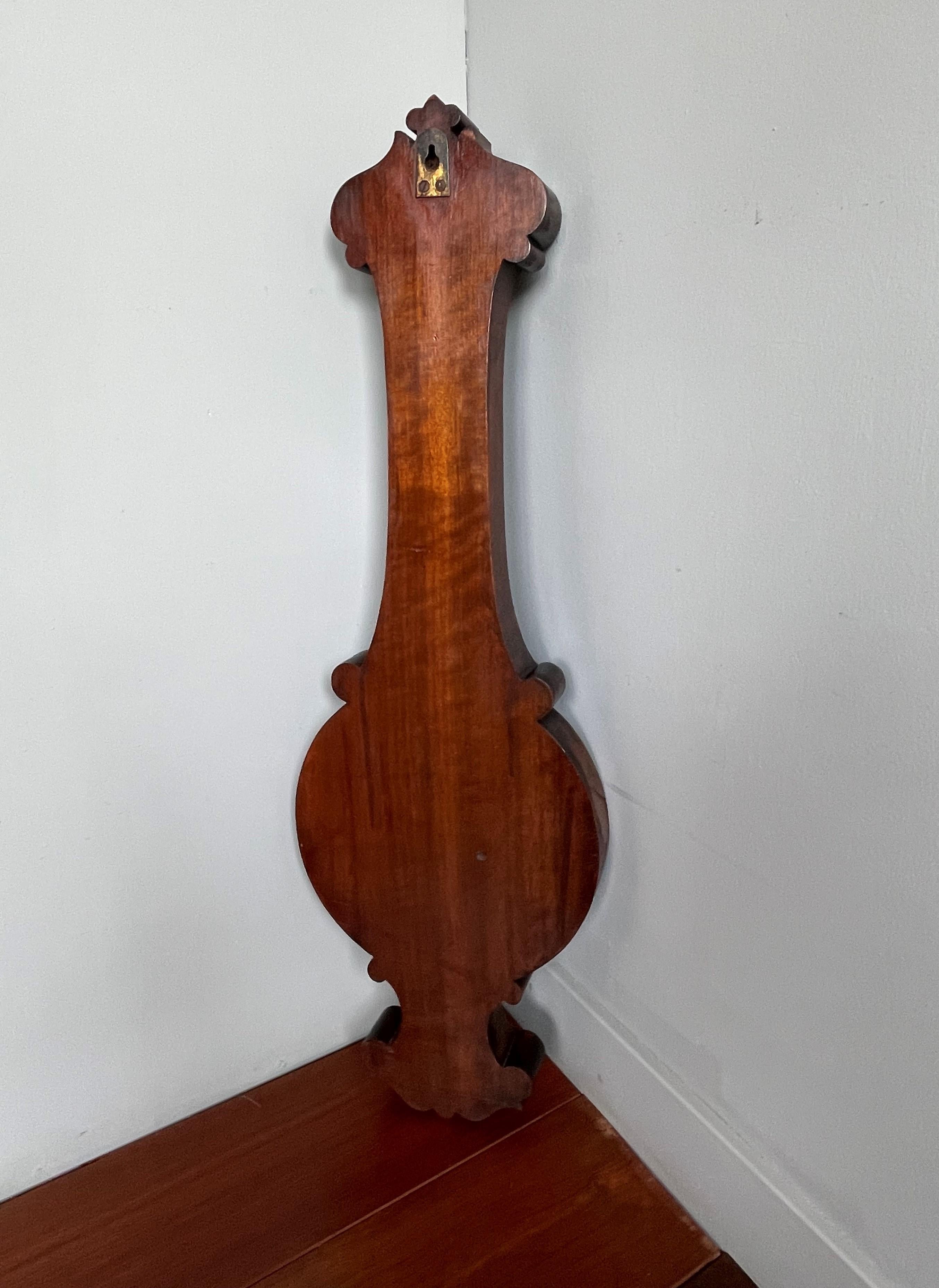 Large Superb Condition Antique Hand Carved Solid Walnut Victorian Wall Barometer 10