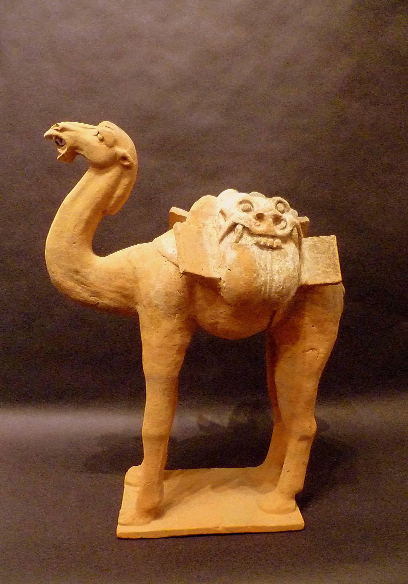 A large superbly and naturalist modeled standing camel, Tang dynasty 618-907, come with Oxford authentication TL test certificate, Oxford test numbers 102s49.
 