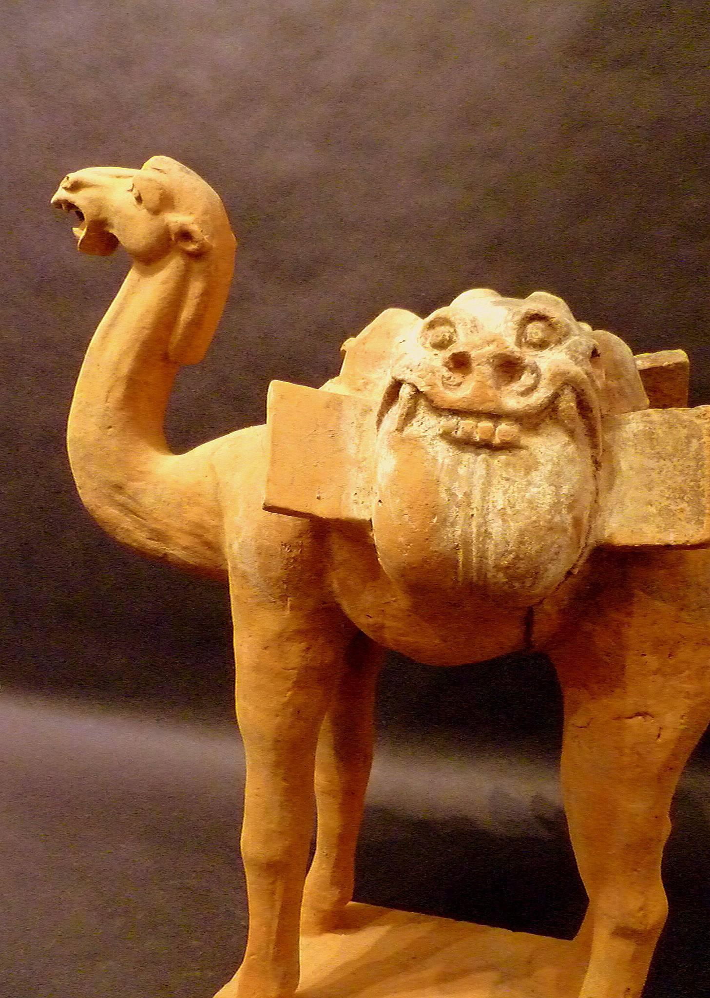 Hand-Crafted Large Superb Naturalistic Modeled Standing Camel, Tang Dynasty  Oxford TL Tested For Sale