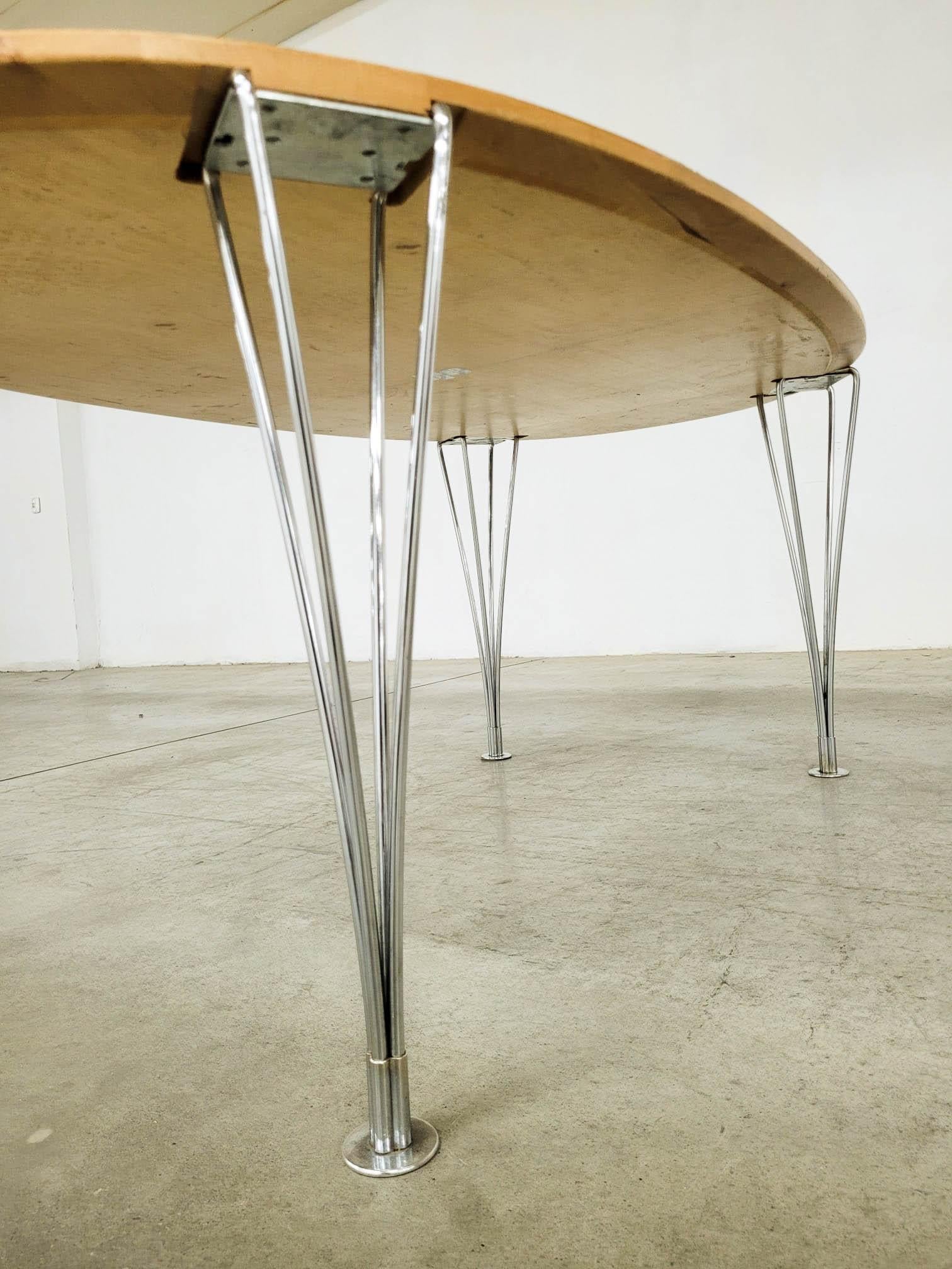 Metal Large Superellipse Dining Table by Bruno Mathsson and Piet Hein for Fritz Hansen For Sale