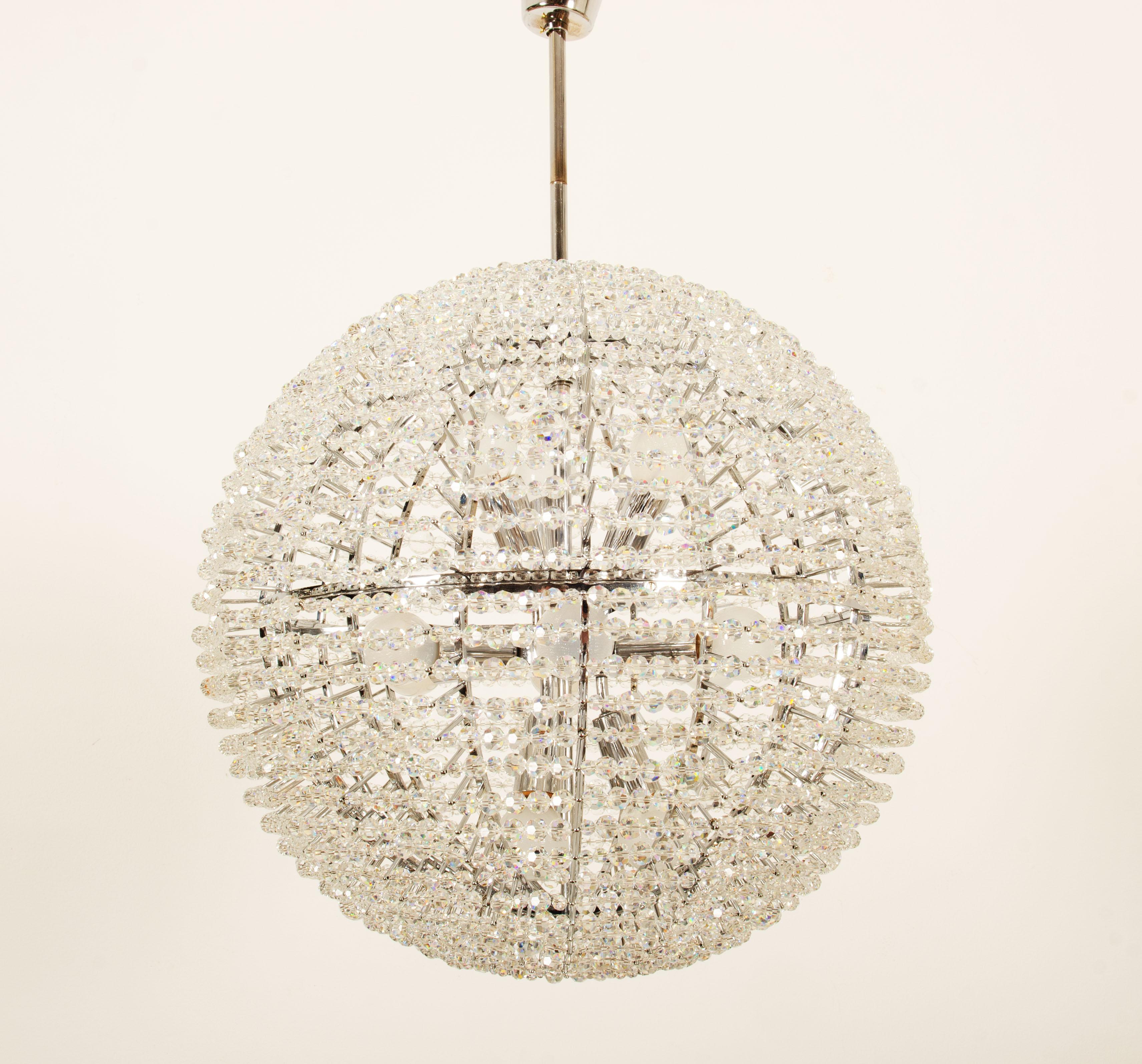 Brass Large Supernova Chandelier by Bakalowits & Söhne For Sale