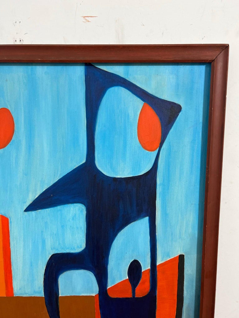 Large Surreal Abstract Painting Signed Sandy Carrington Circa 1960s For