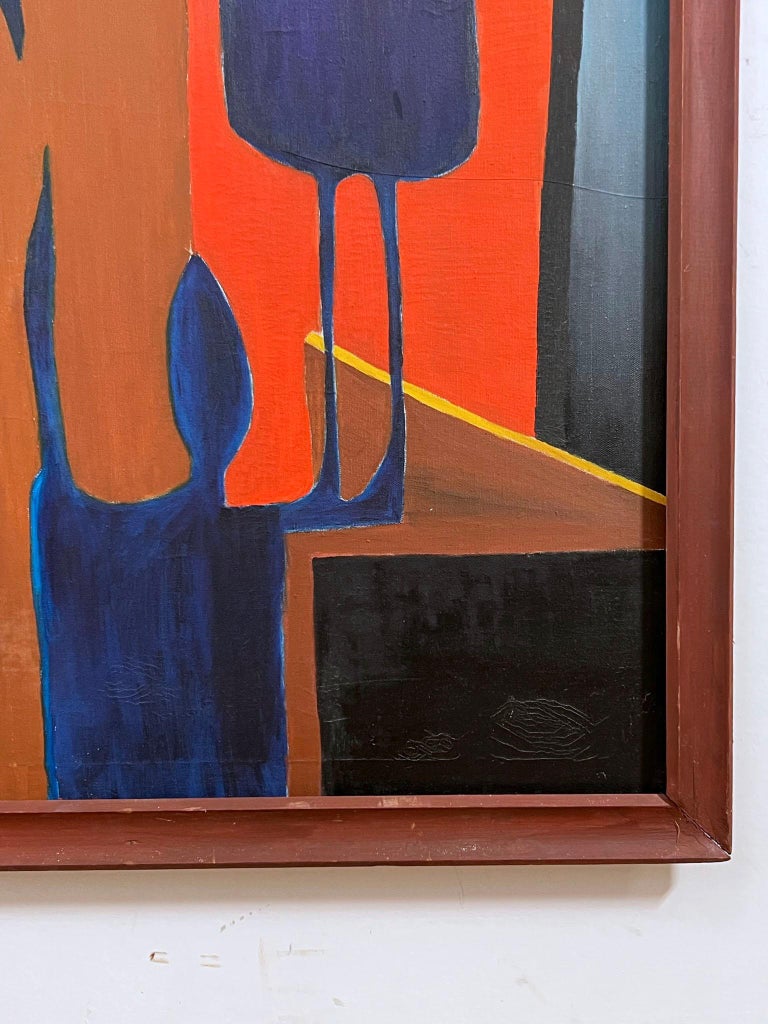 Large Surreal Abstract Painting Signed Sandy Carrington Circa 1960s For