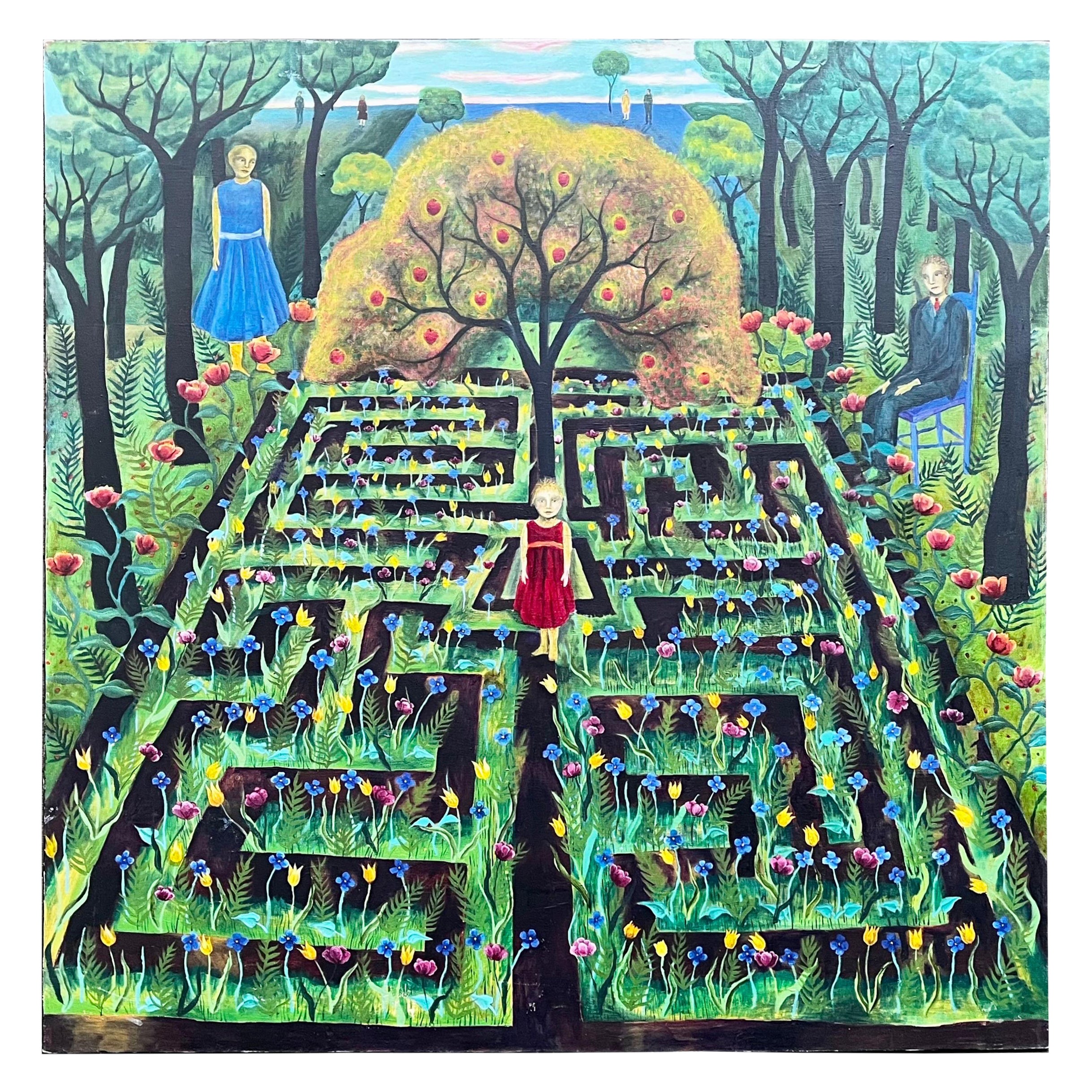 Large "Surrealist" Painting by Julia Zanes, 1990
s For Sale