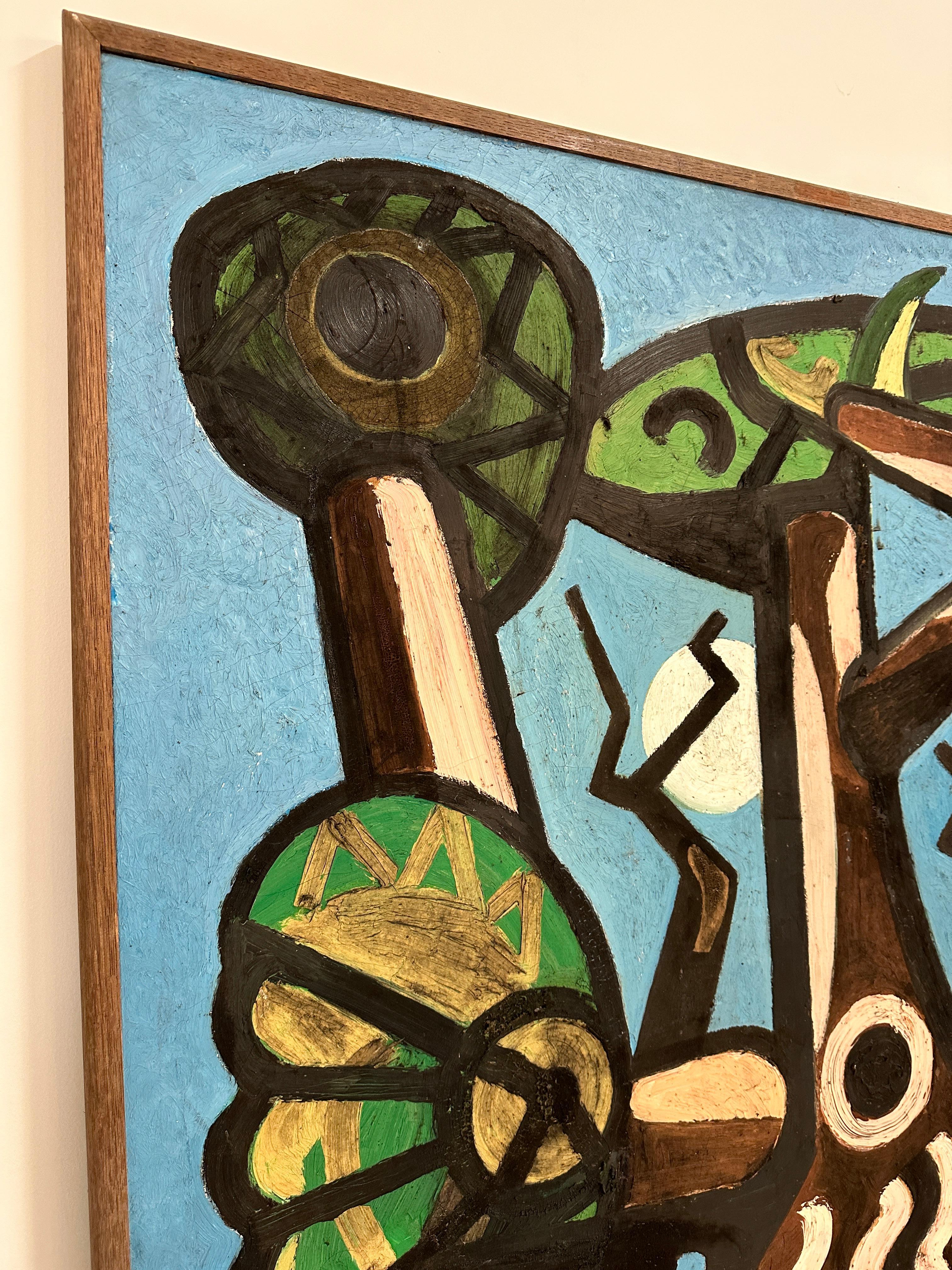 Large Surrealist Work on Canvas by Ally Thompson, (1955-2016), Glasgow, Scotland In Good Condition In Norwalk, CT