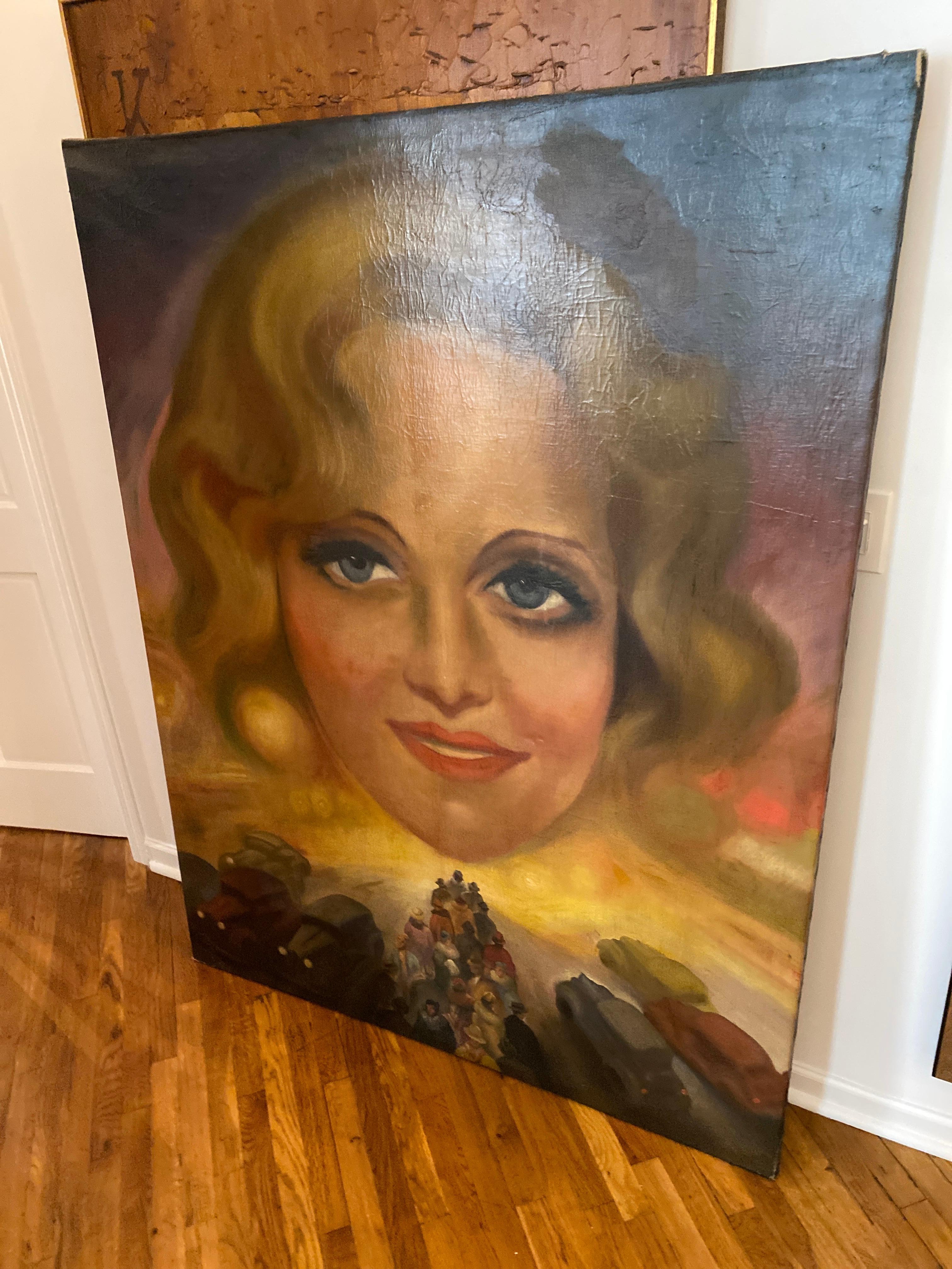 Large Oil Painting, Surrealistic Portrait of a Lady Signed O. Tornejal 1942 2