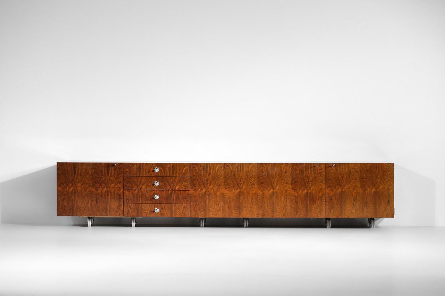 Large Suspended Sideboard Alain Richard for Tv Cabinet in Rosewood, 60s, French 5