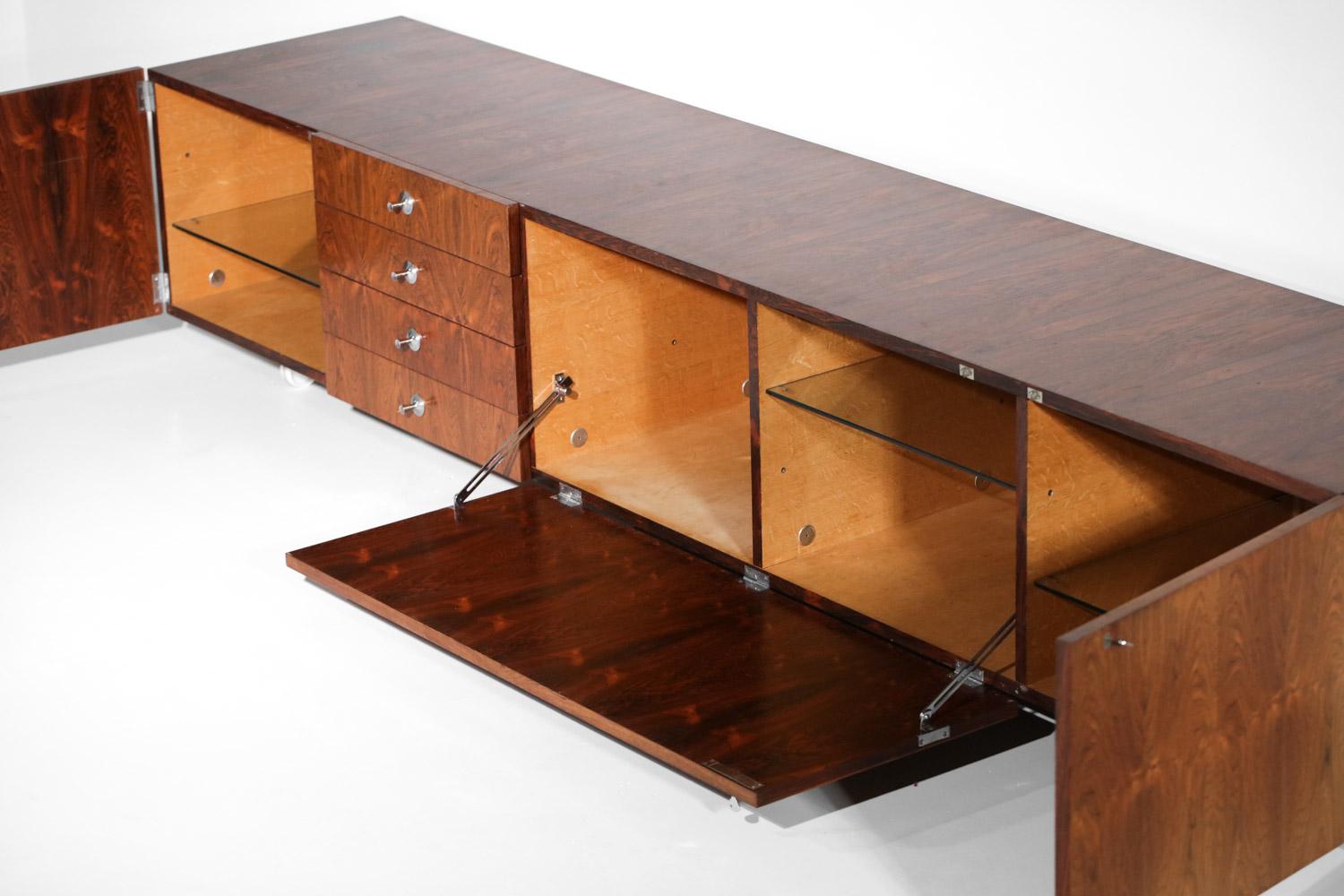 Large Suspended Sideboard Alain Richard for Tv Cabinet in Rosewood, 60s, French 10