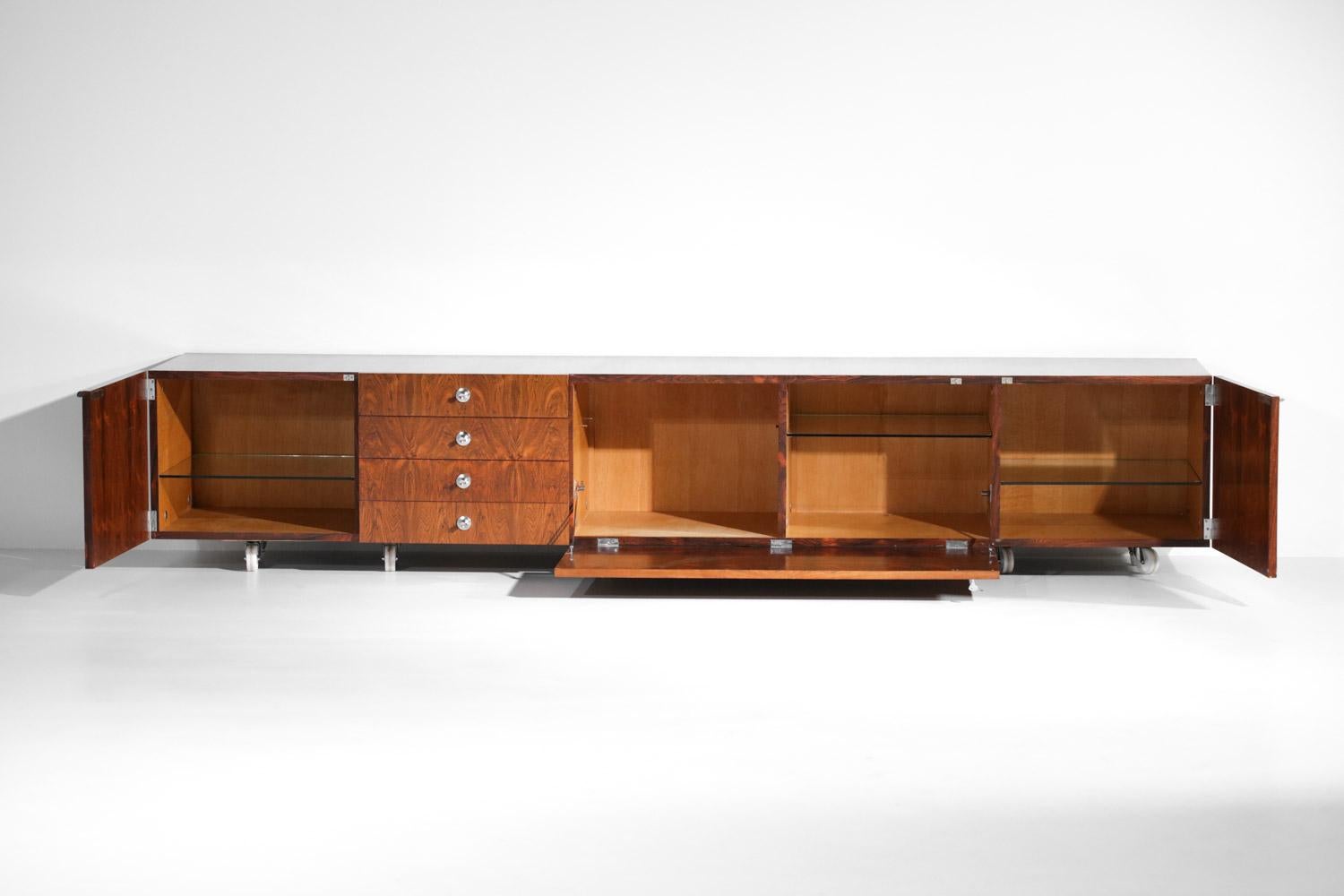 Large Suspended Sideboard Alain Richard for Tv Cabinet in Rosewood, 60s, French 11