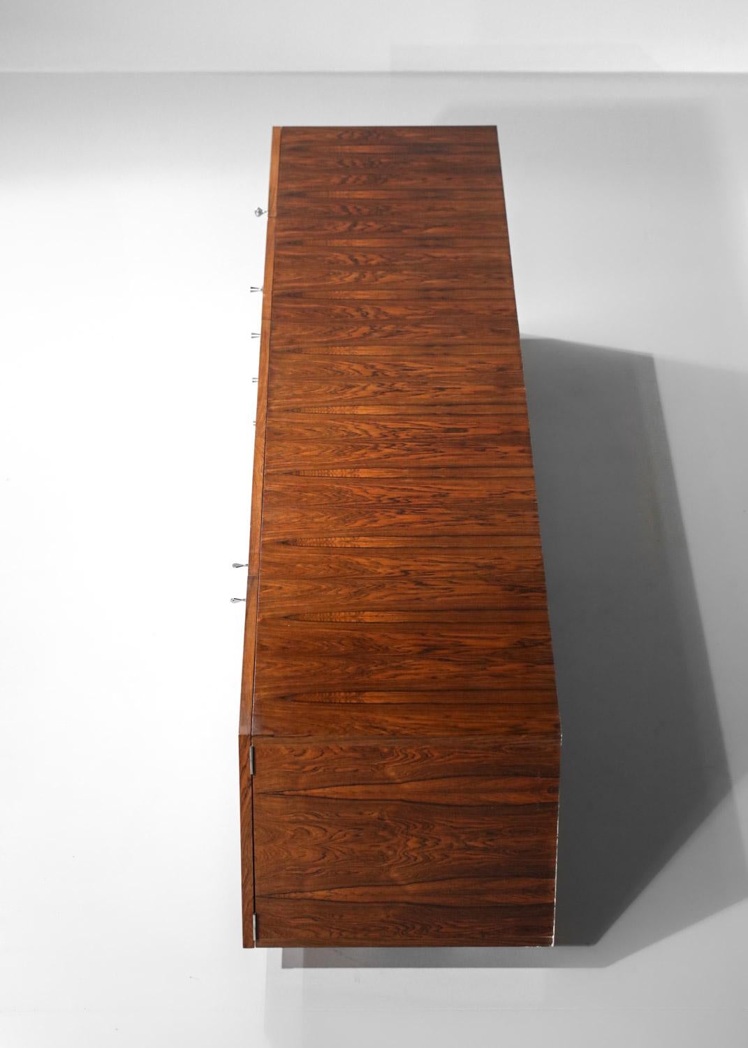 Large Suspended Sideboard Alain Richard for Tv Cabinet in Rosewood, 60s, French 2