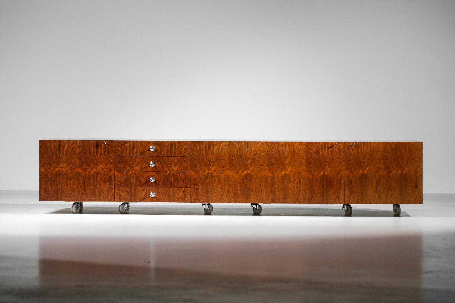 Large Suspended Sideboard Alain Richard for Tv Cabinet in Rosewood, 60s, French 3