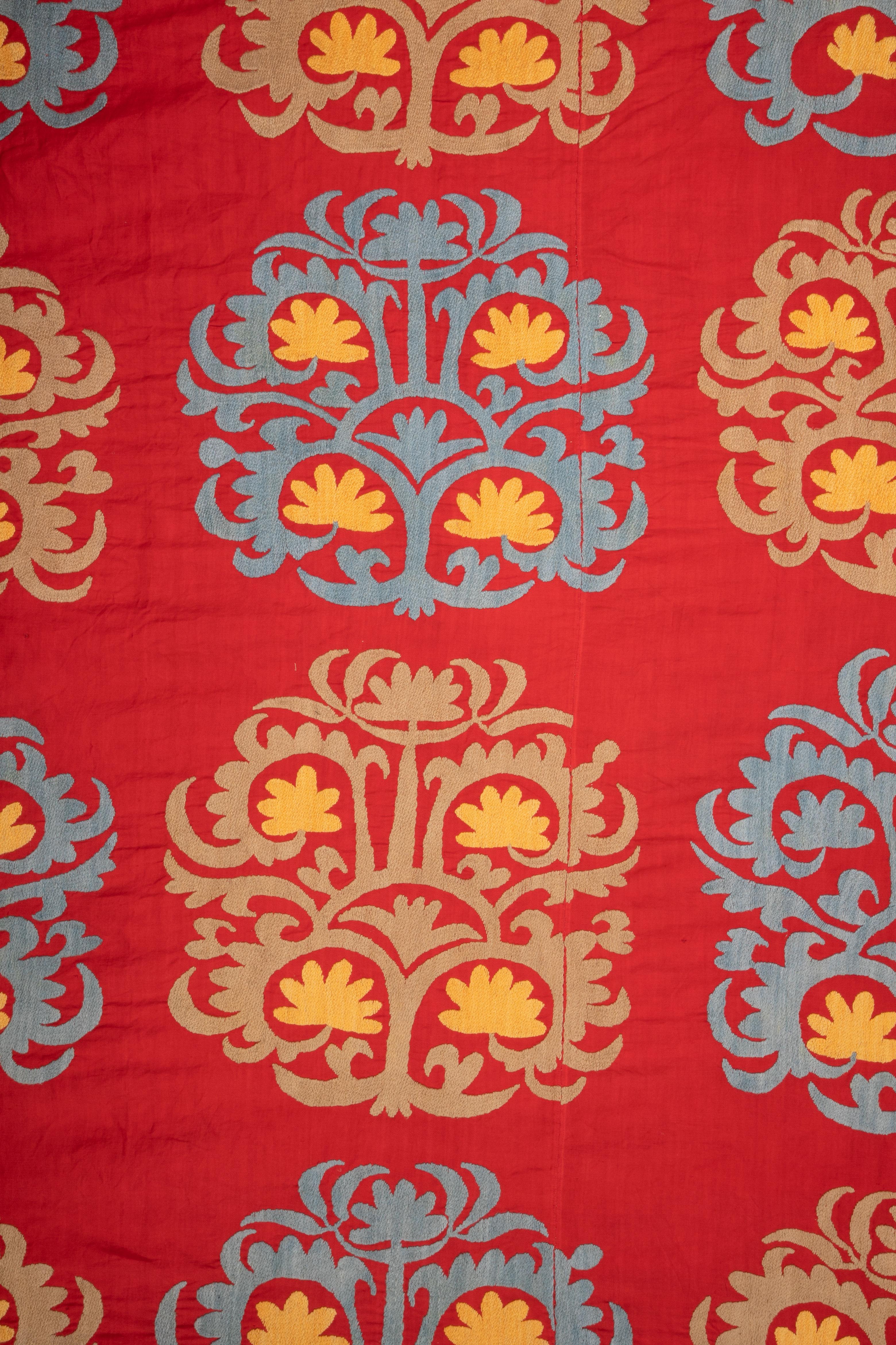 Embroidered Large Suzani from Samarkand Uzbekistan, 1970s For Sale