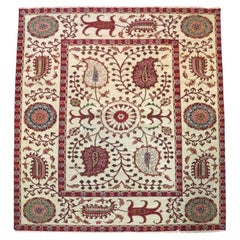 Large Suzani Oriental Wool Carpet 20thC