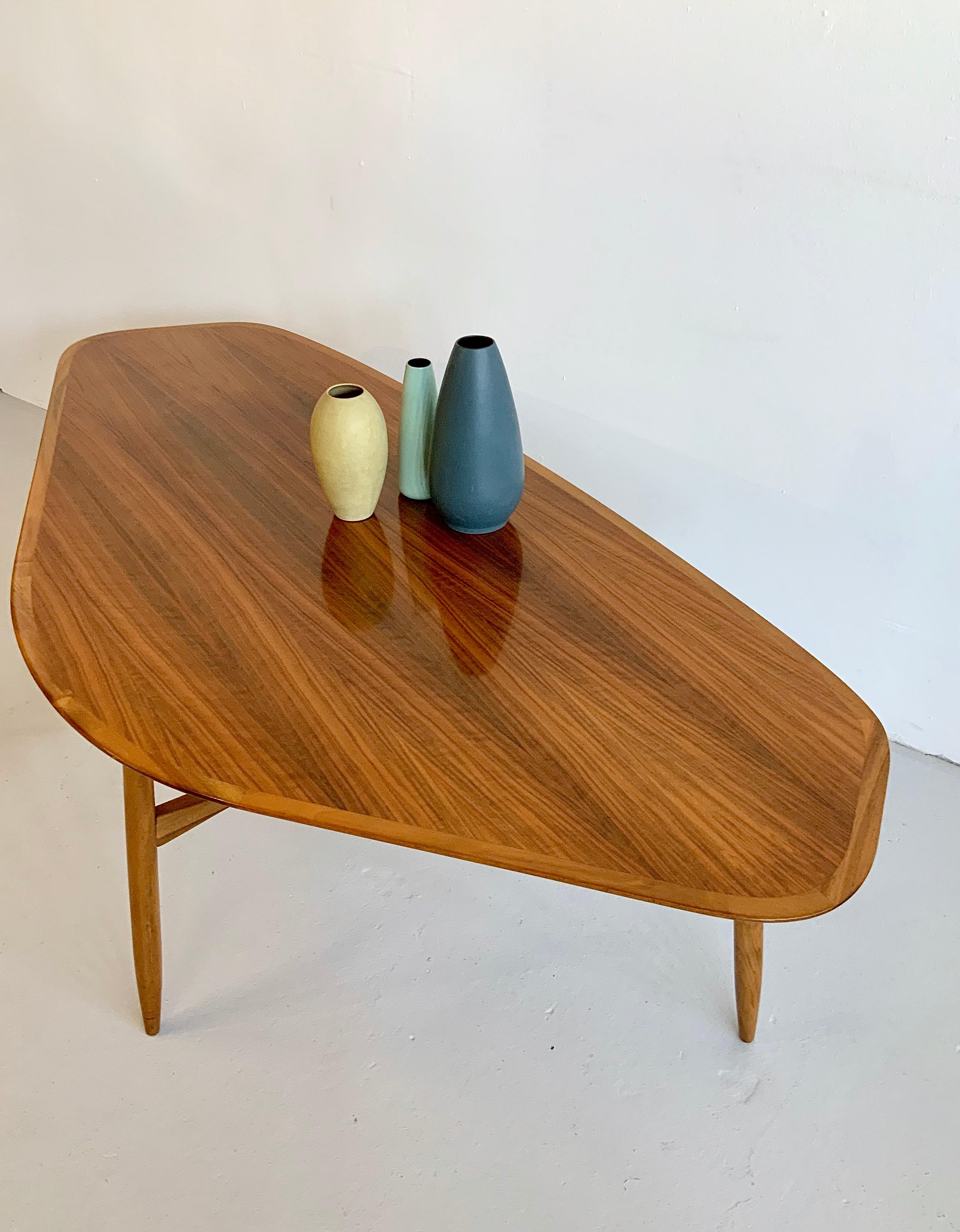mid century curved coffee table