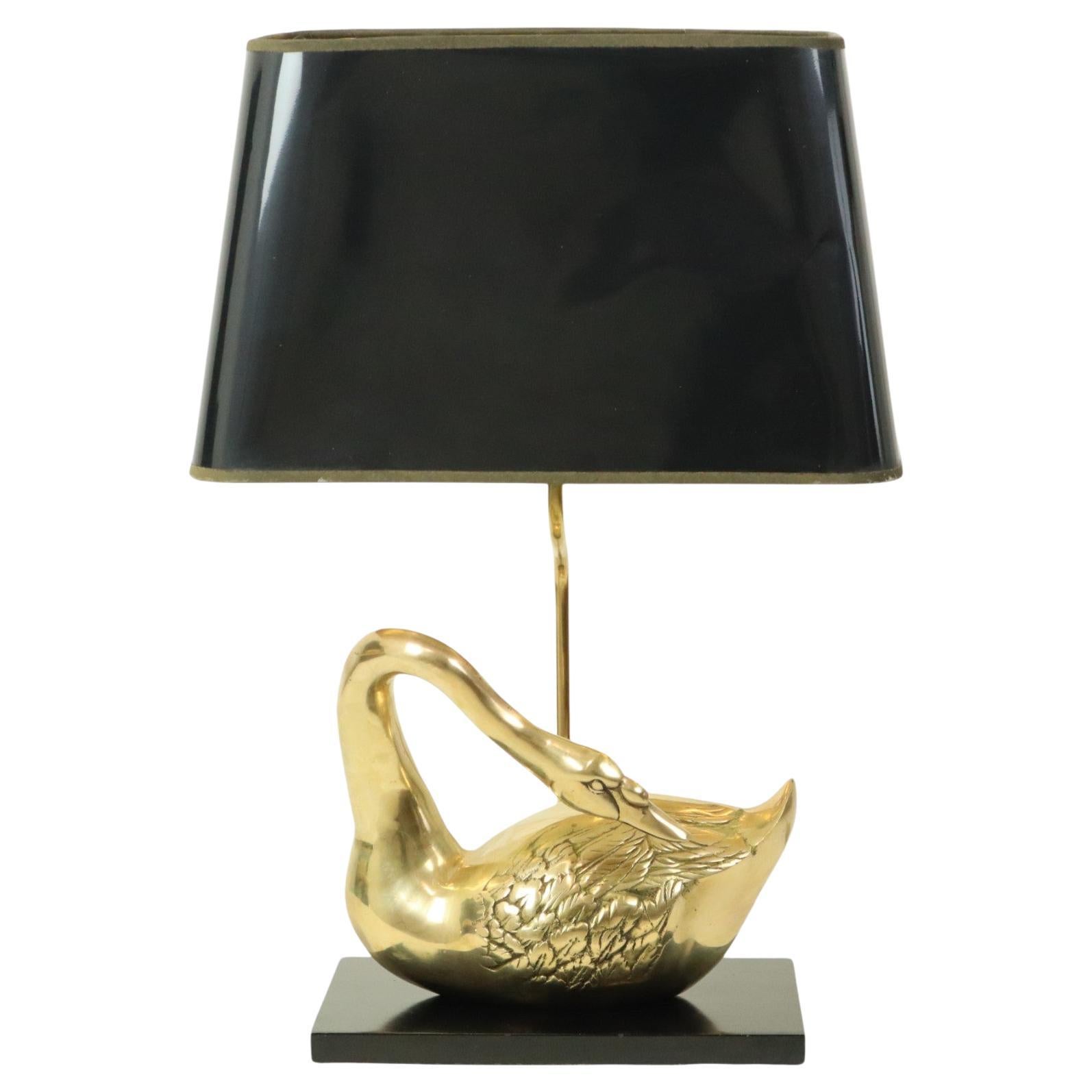 Italian Large Swan Lamp Hollywood Regency Table Lamp Regina Italy 58cm For Sale