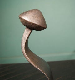 Large Swan-Neck Wrought Fireplace Andirons Fire Dogs