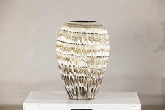 Large Swankhalok-Style Ceramic Planter with Dripped Glaze Pattern