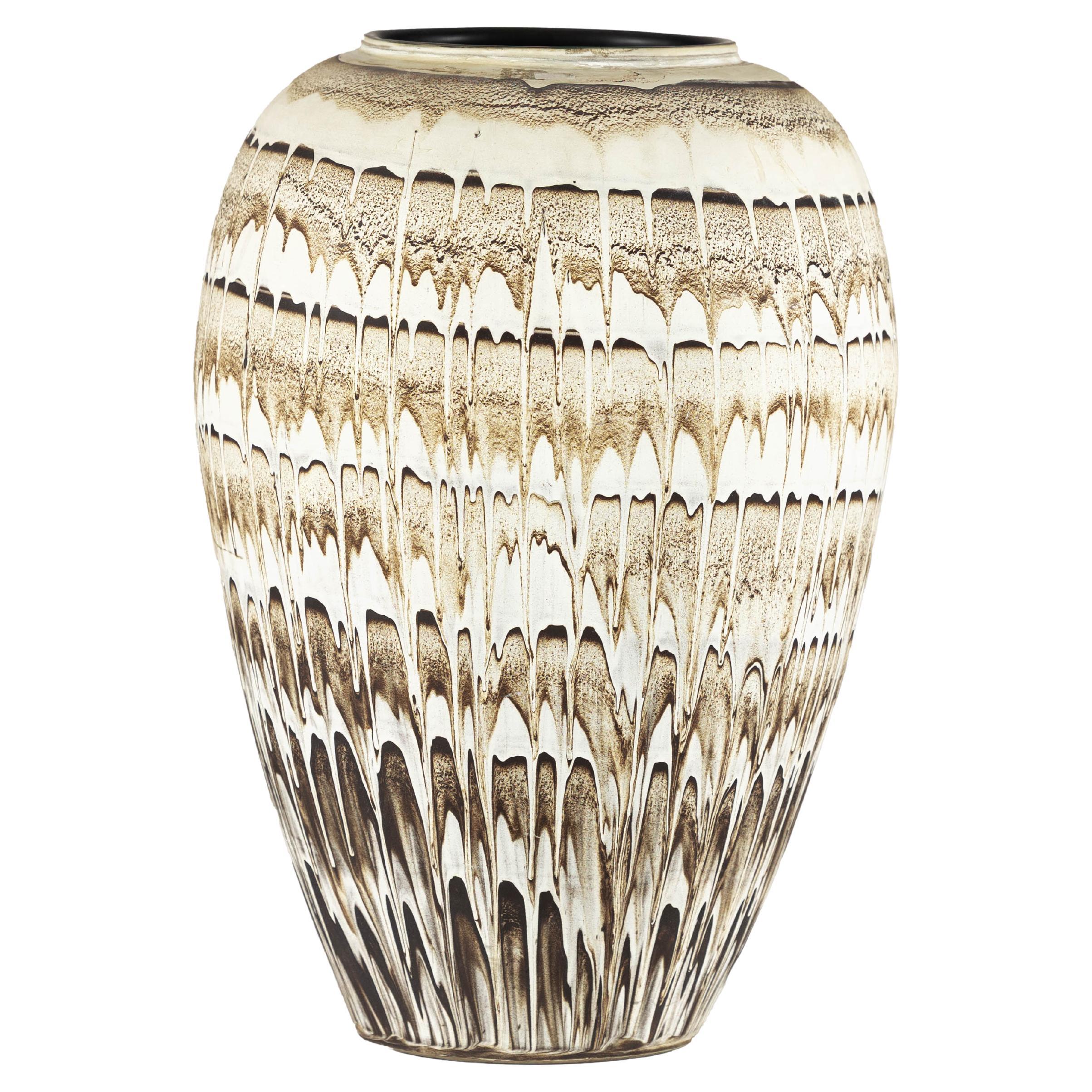 Grande jardinière en céramique de style Swankhalok avec motif de glaçure trempée