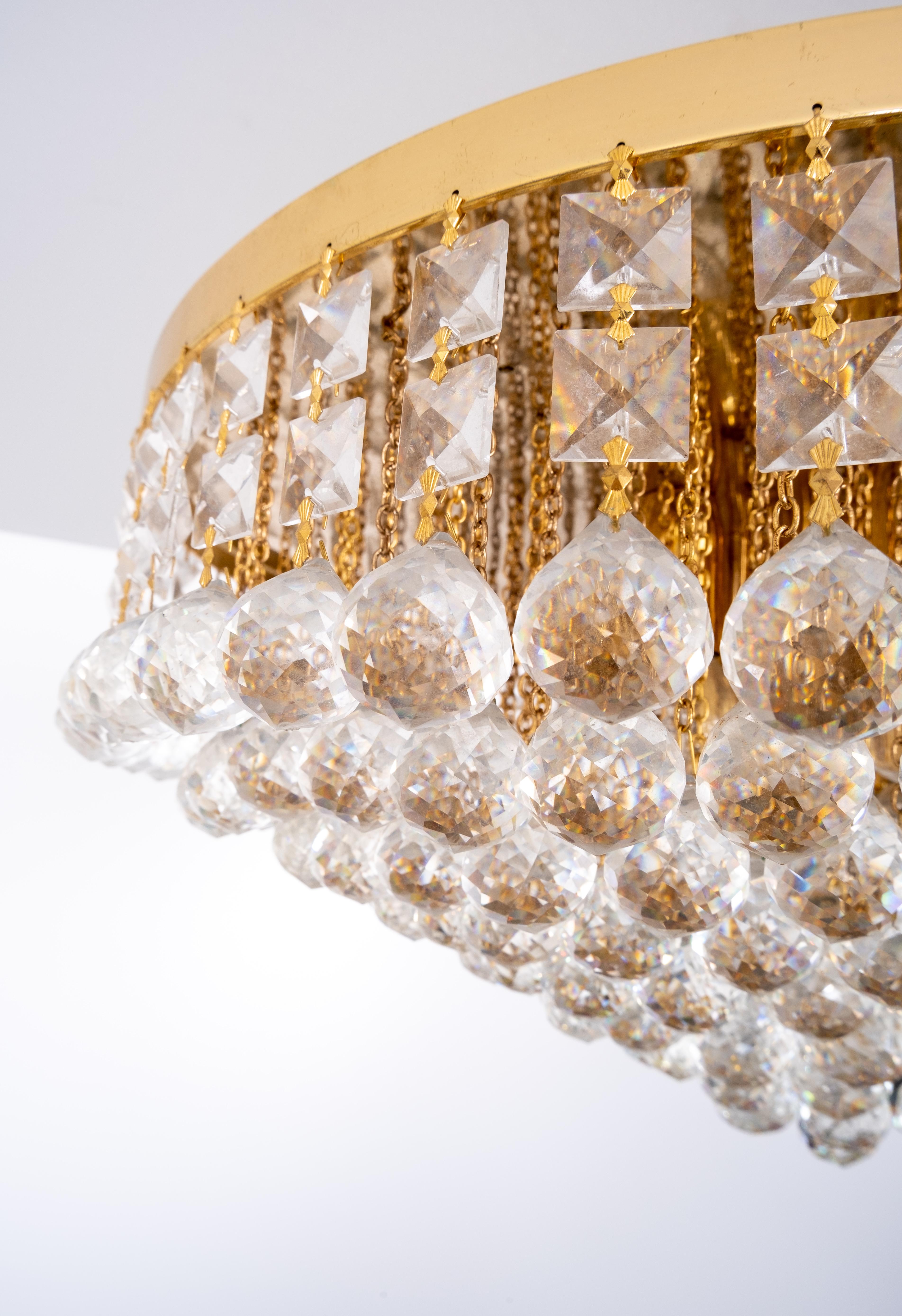 Late 20th Century Large Swarovski Chrystal Ball Chandelier, 1970s For Sale