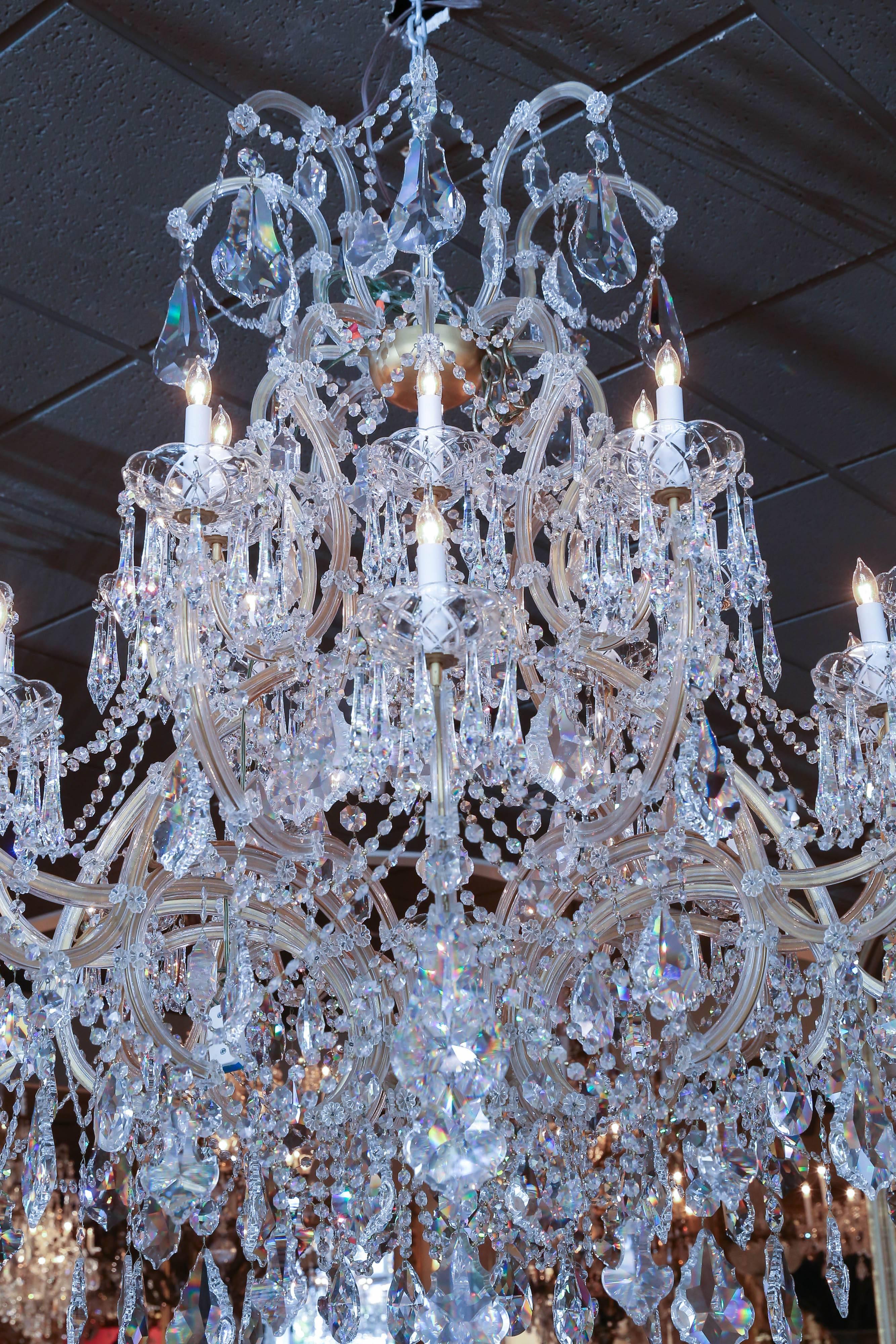Austrian Large Swarovski Crystal Chandelier with 24 Lights For Sale