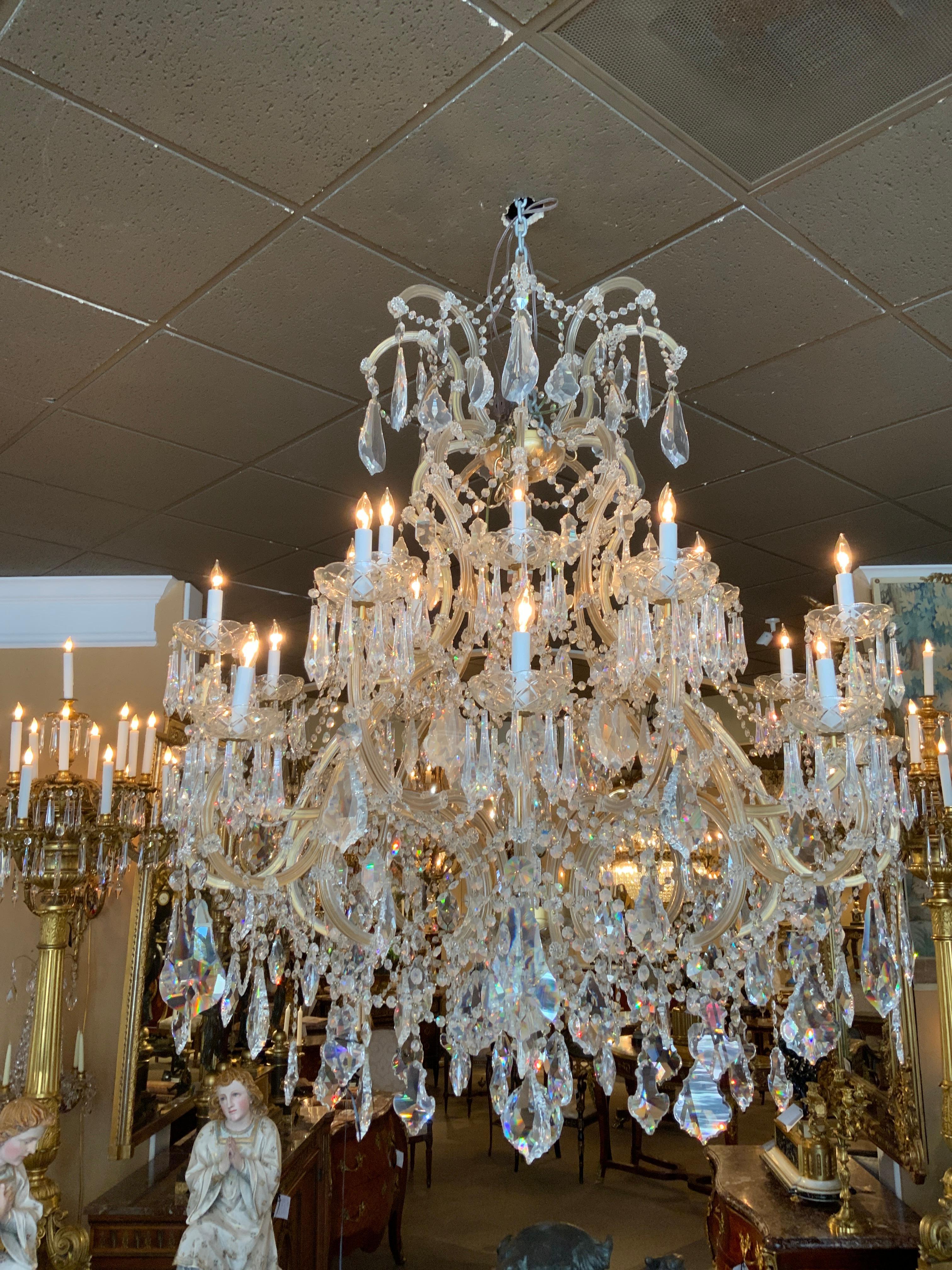 Large Swarovski Crystal Chandelier with 24 Lights In Excellent Condition For Sale In Houston, TX