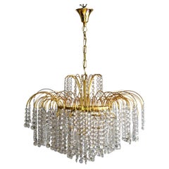 Large Swarovski Hollywood Regency crystal waterfall chandelier, 1980s