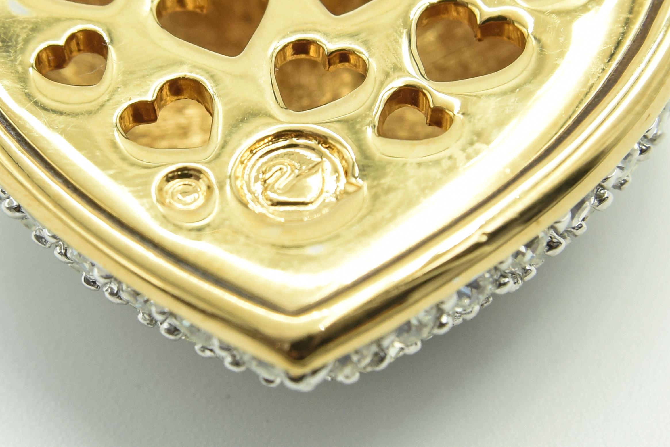 Large Swarovski Pavé Crystal Puffy Heart Pendant Necklace - Signed For Sale 2
