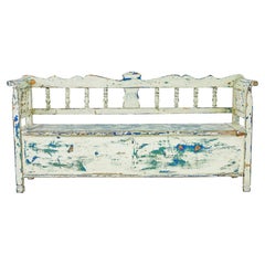 Large Swedish 19th century painted pine bench