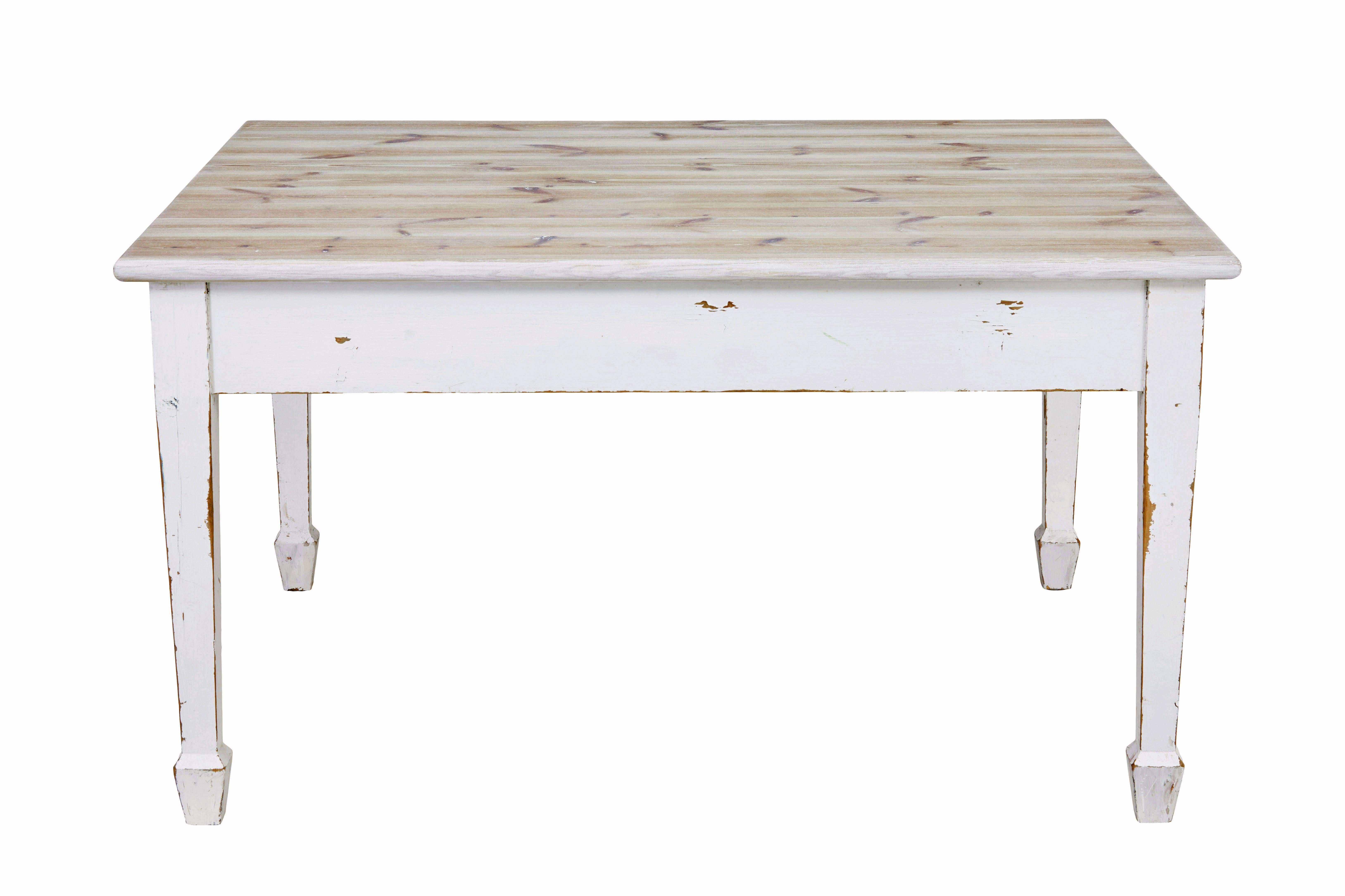 Grande table de cuisine suédoise en pin peint du 19e siècle Bon état - En vente à Debenham, Suffolk