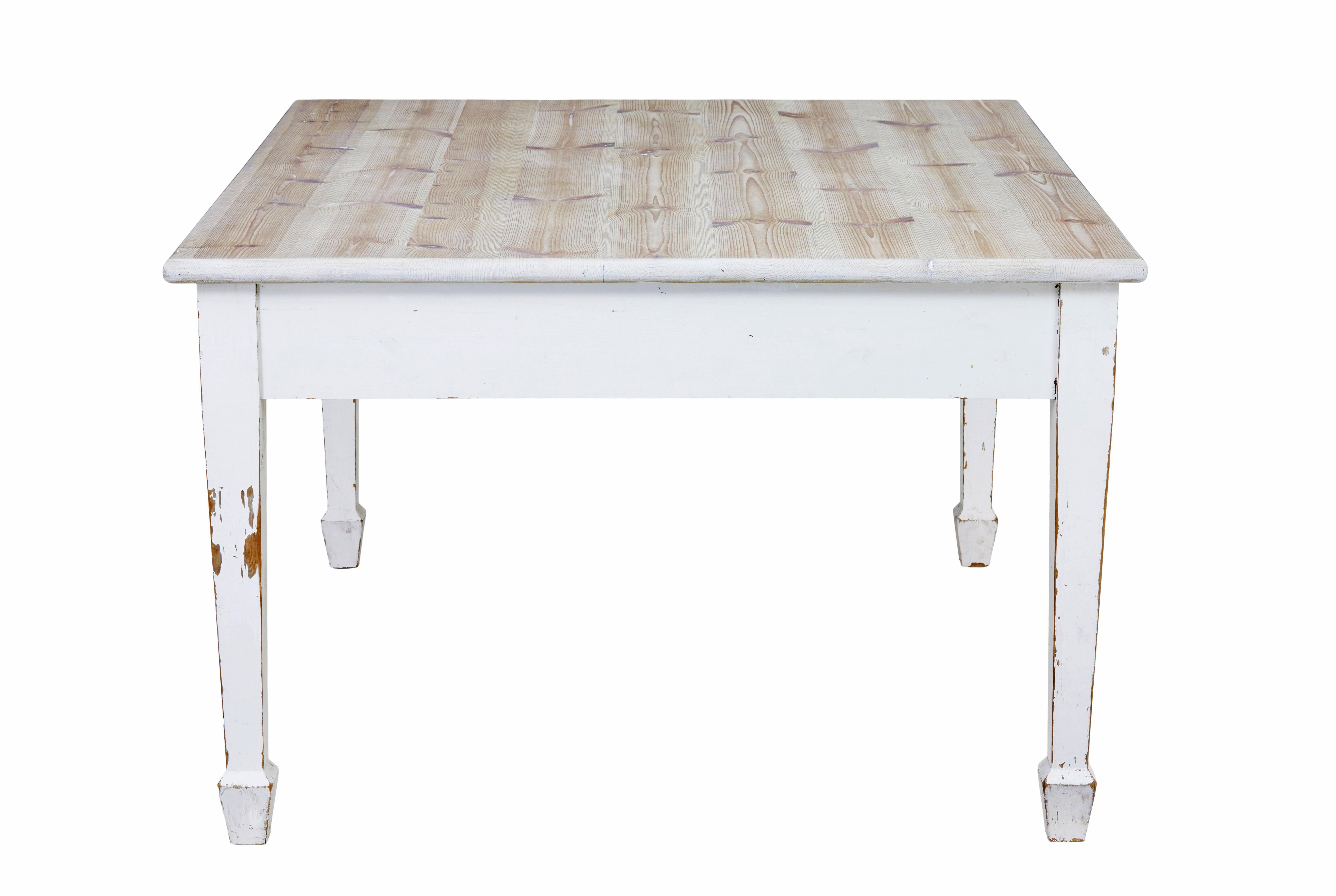 Pine Large Swedish 19th century painted pine kitchen table For Sale