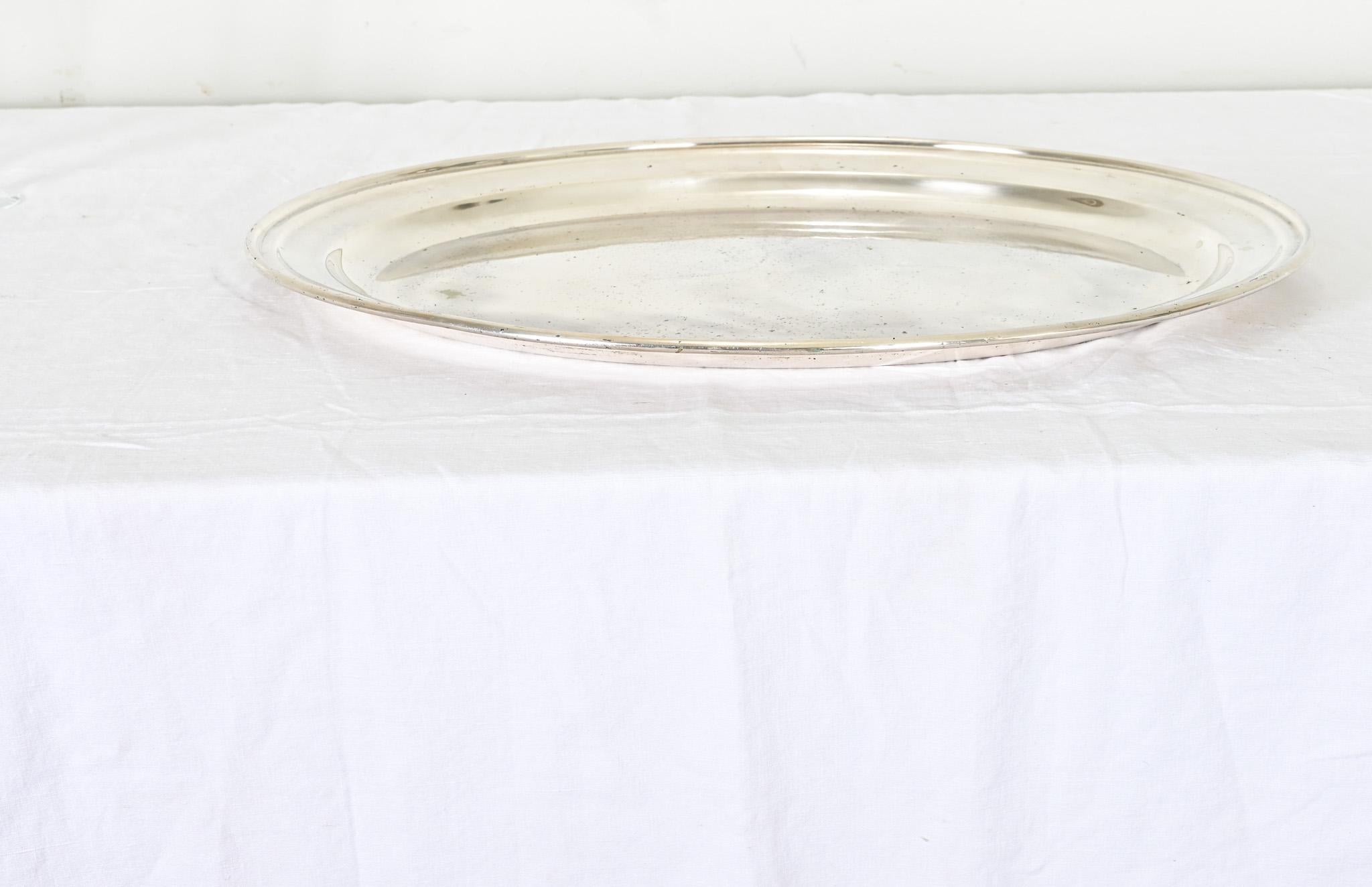 Argenté Large Swedish 19th Century Silverplate Oval Platter en vente