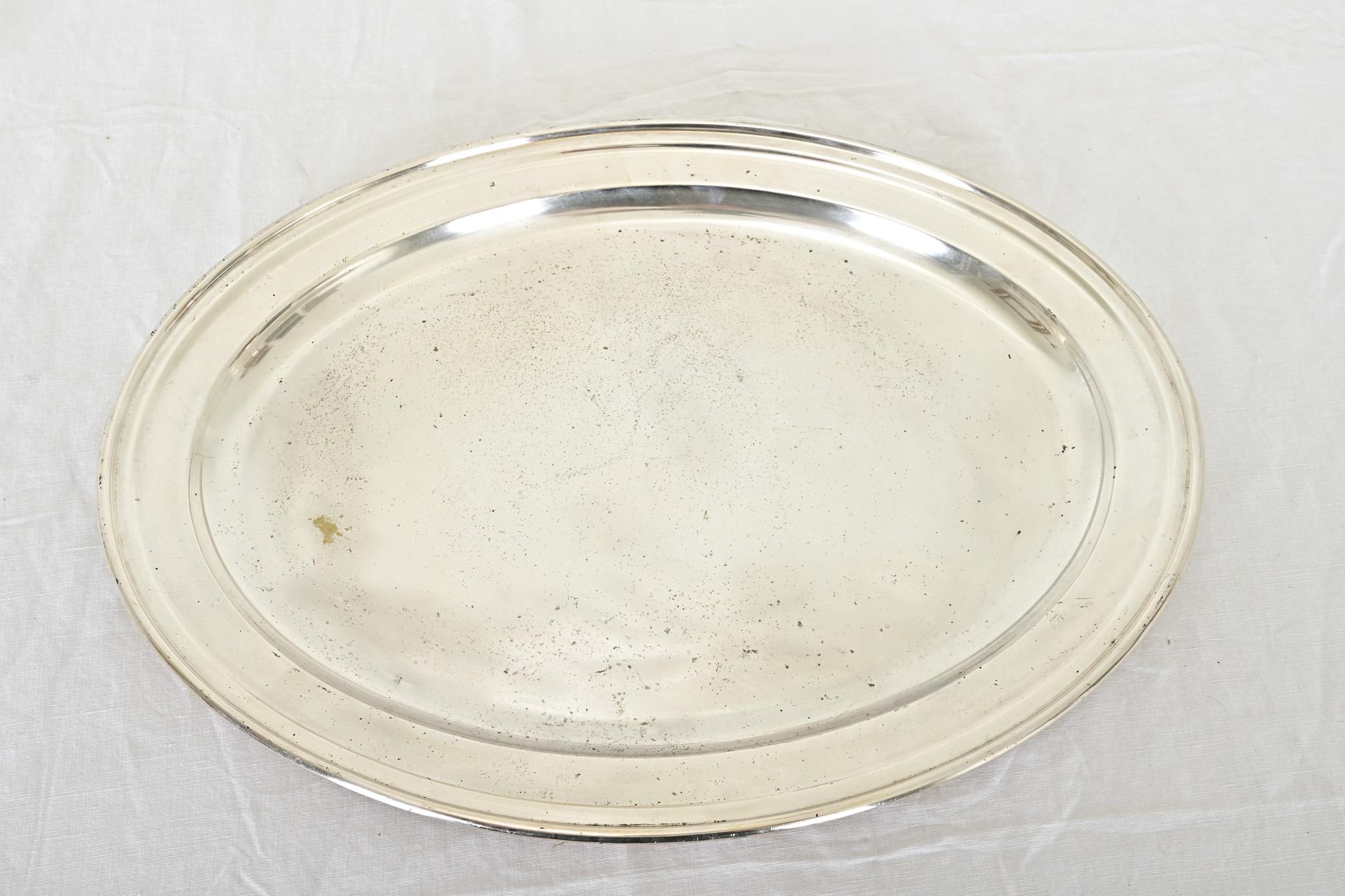 Large Swedish 19th Century Silverplate Oval Platter Bon état - En vente à Baton Rouge, LA