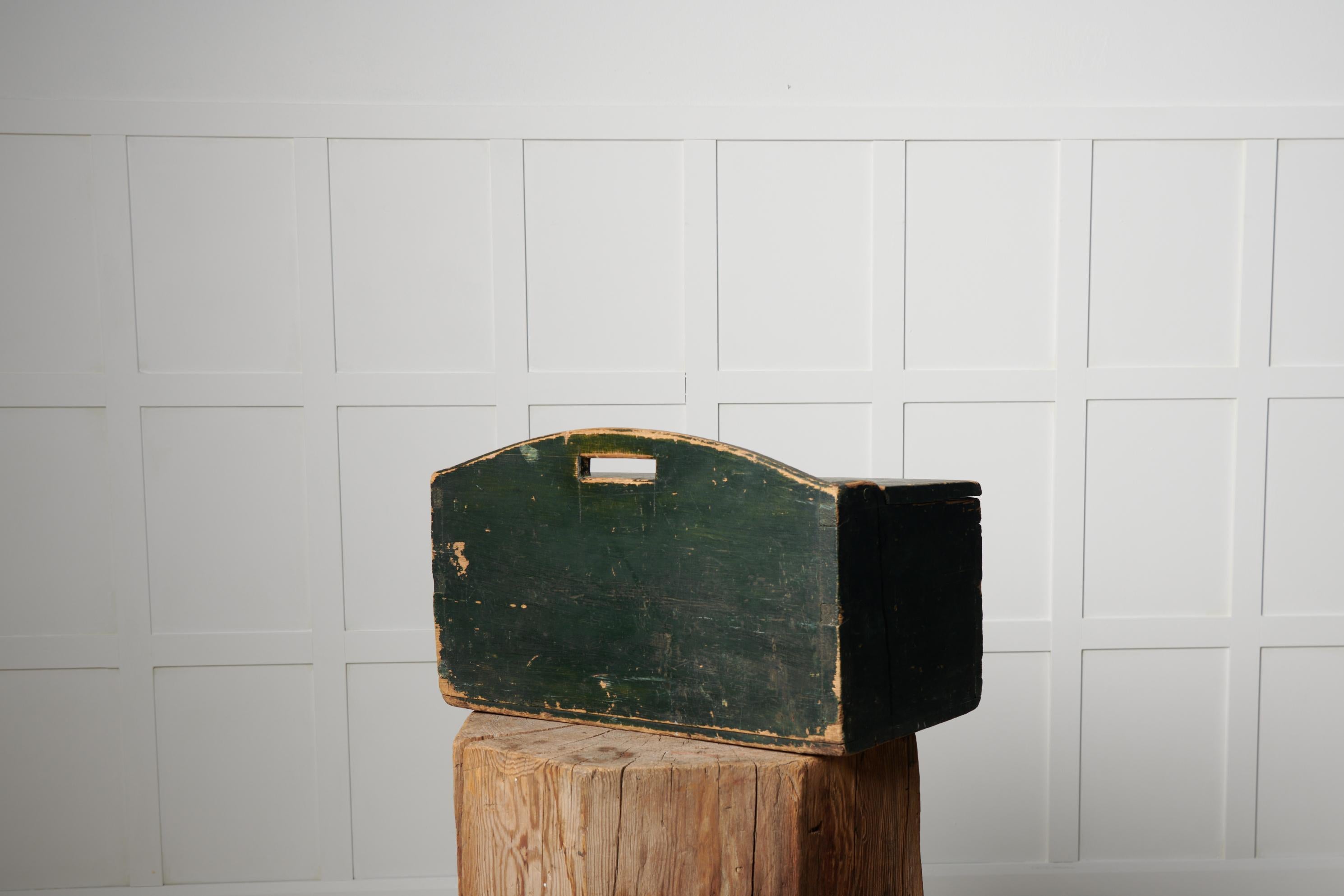 Hand-Crafted Large Swedish Antique Folk Art Hand Made Pine Flour Box  For Sale