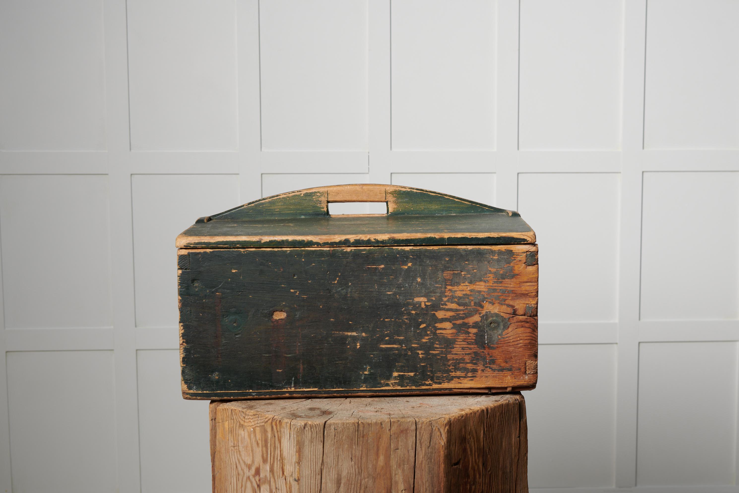 19th Century Large Swedish Antique Folk Art Hand Made Pine Flour Box  For Sale