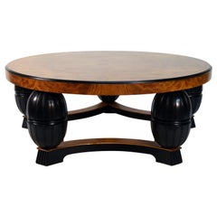Large Swedish Art Deco Coffee Table in Carpathian Elm and Ebonized Birch Large Swedish Art Deco Coffee Table in Carpathian Elm and Ebonized Birch