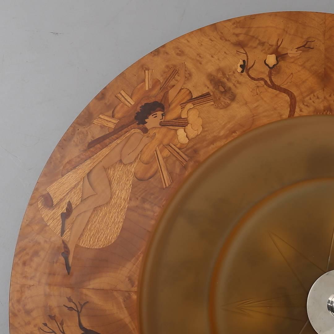 Large Swedish Art Deco Flush Ceiling Light 