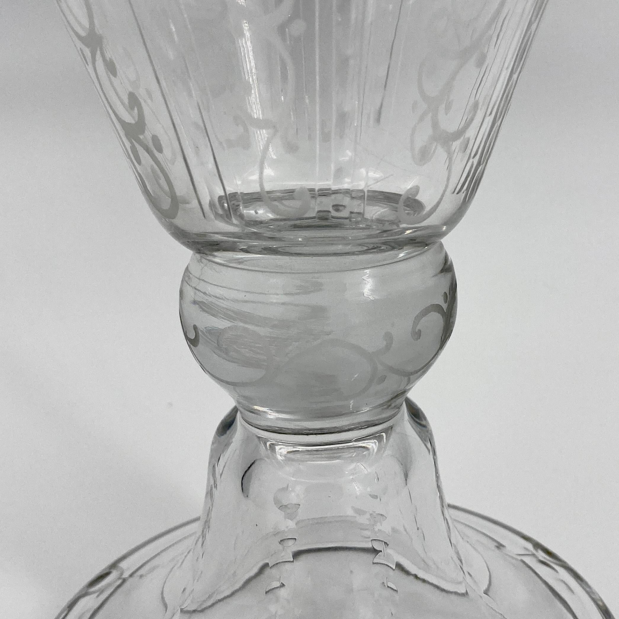 Large Swedish Art Deco Trumpet Kosta Boda Crystal Vase, Signed Kosta 54 For Sale 12