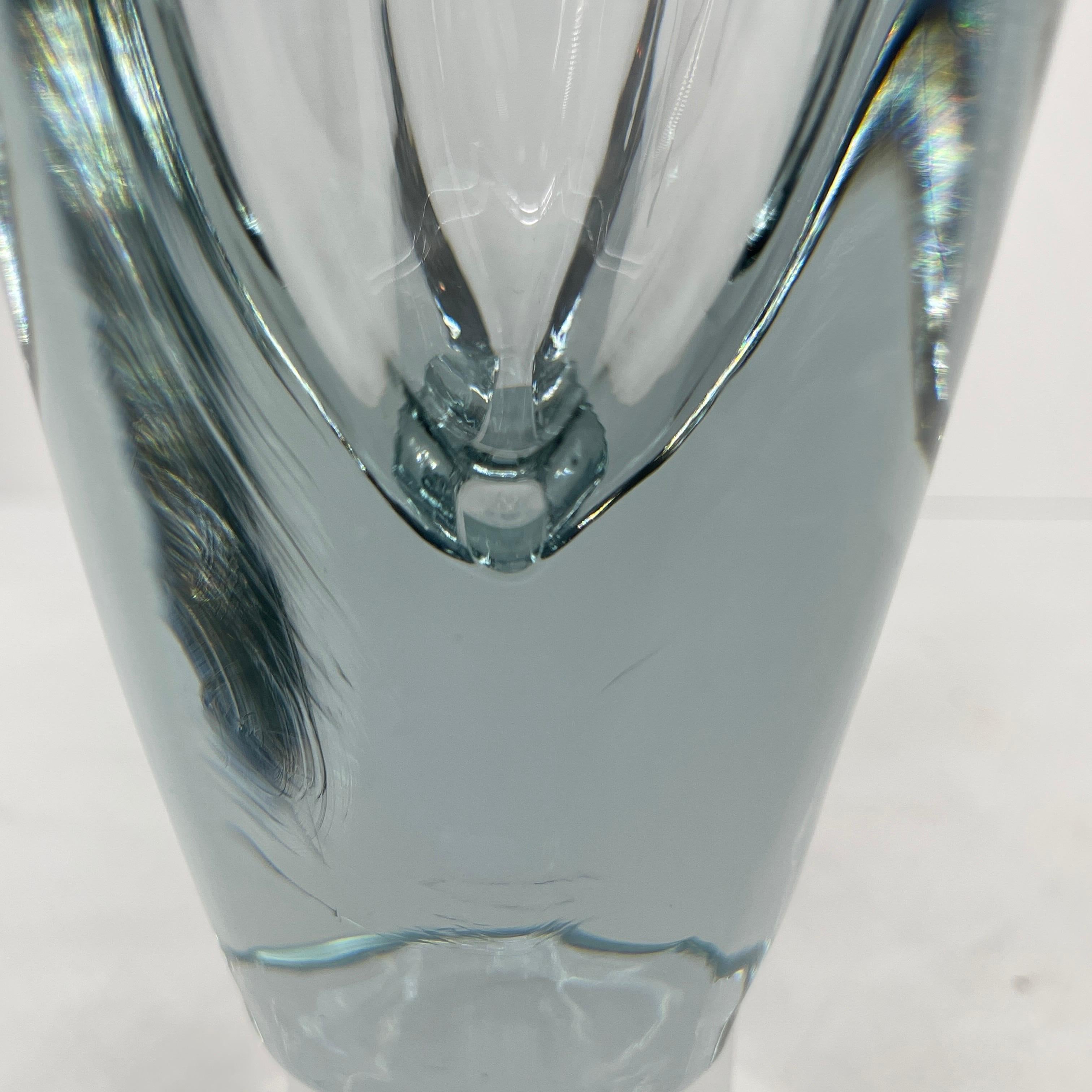 Large Swedish Art Glass Crystal Vase by Strombergshyttan, Signed & Numbered For Sale 2