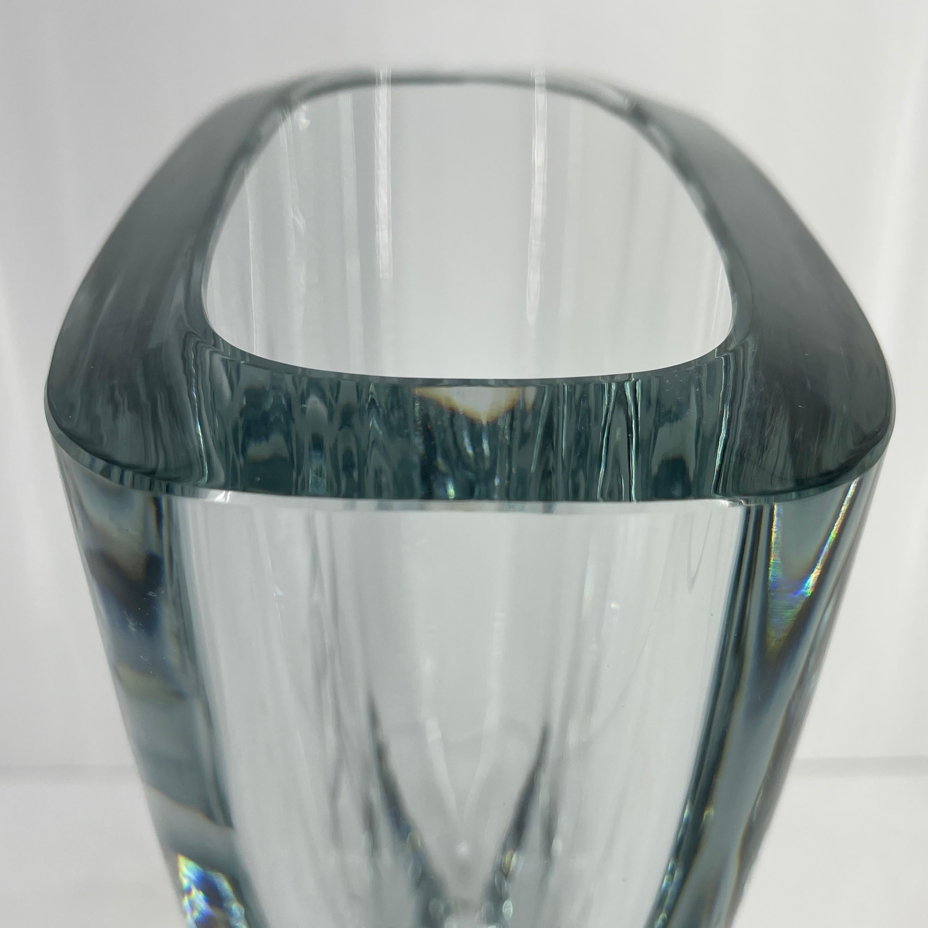 Large Swedish Art Glass Crystal Vase by Strombergshyttan, Signed & Numbered For Sale 5