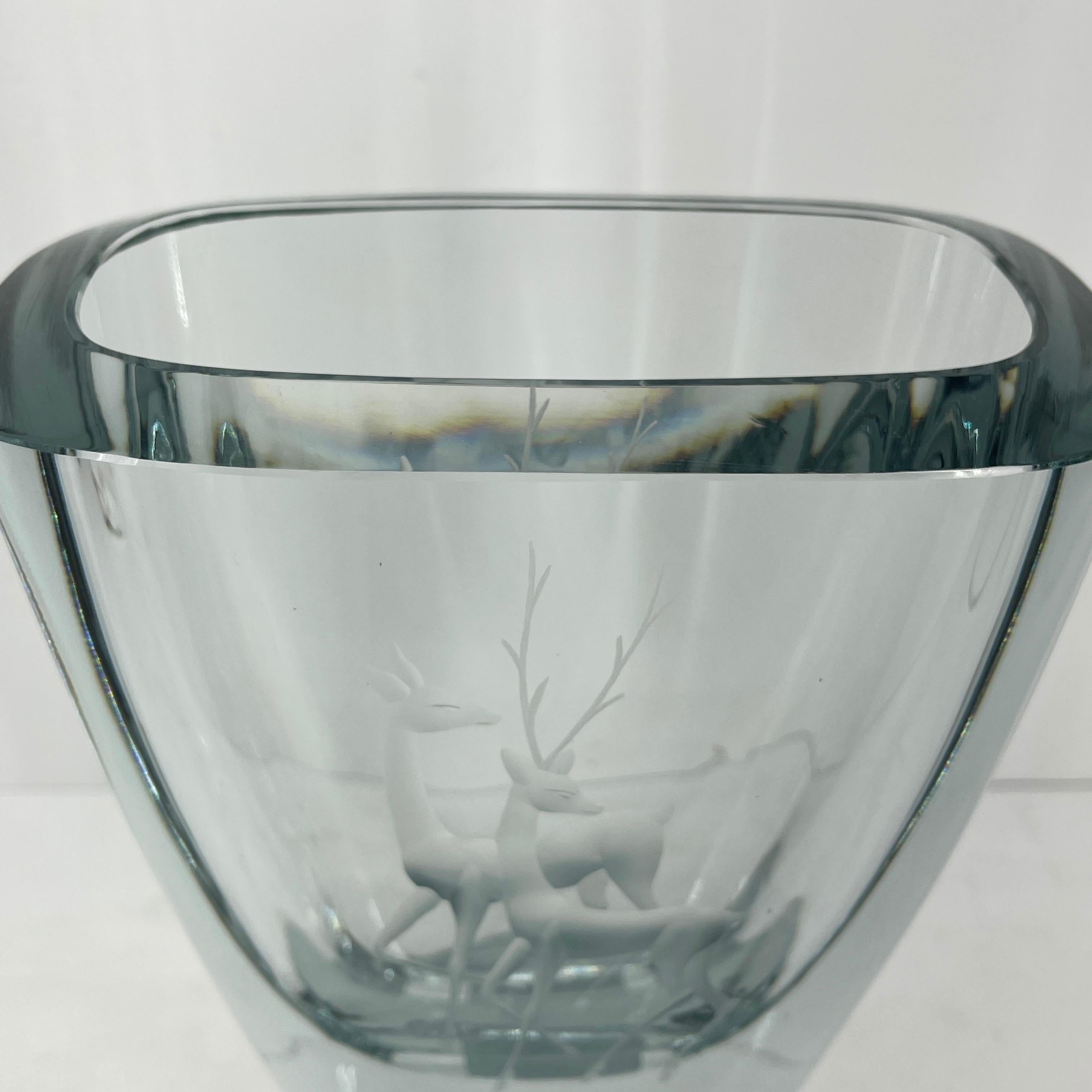Large Swedish Art Glass Crystal Vase by Strombergshyttan, Signed & Numbered For Sale 6