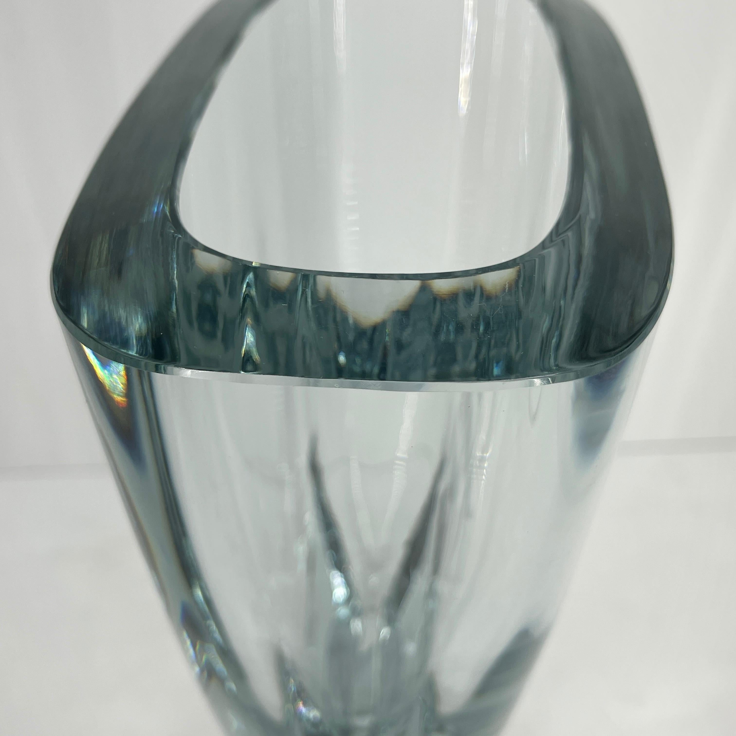 Large Swedish Art Glass Crystal Vase by Strombergshyttan, Signed & Numbered For Sale 7